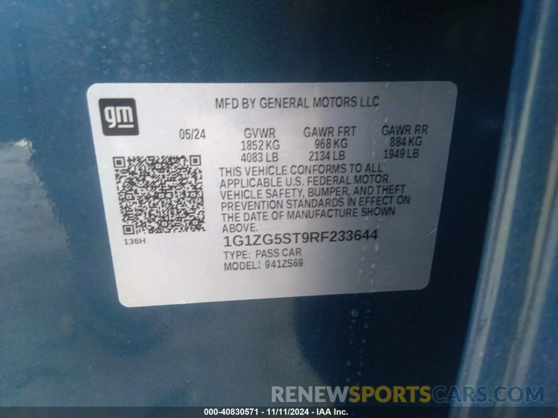 9 fotografías del automóvil dañado 1G1ZG5ST9RF233644 CHEVROLET MALIBU 2024