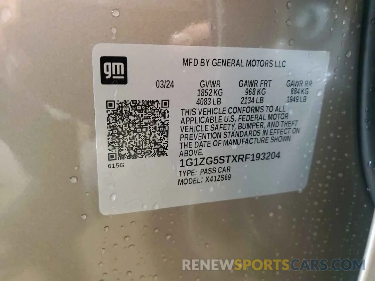 14 fotografías del automóvil dañado 1G1ZG5STXRF193204 CHEVROLET MALIBU 2024