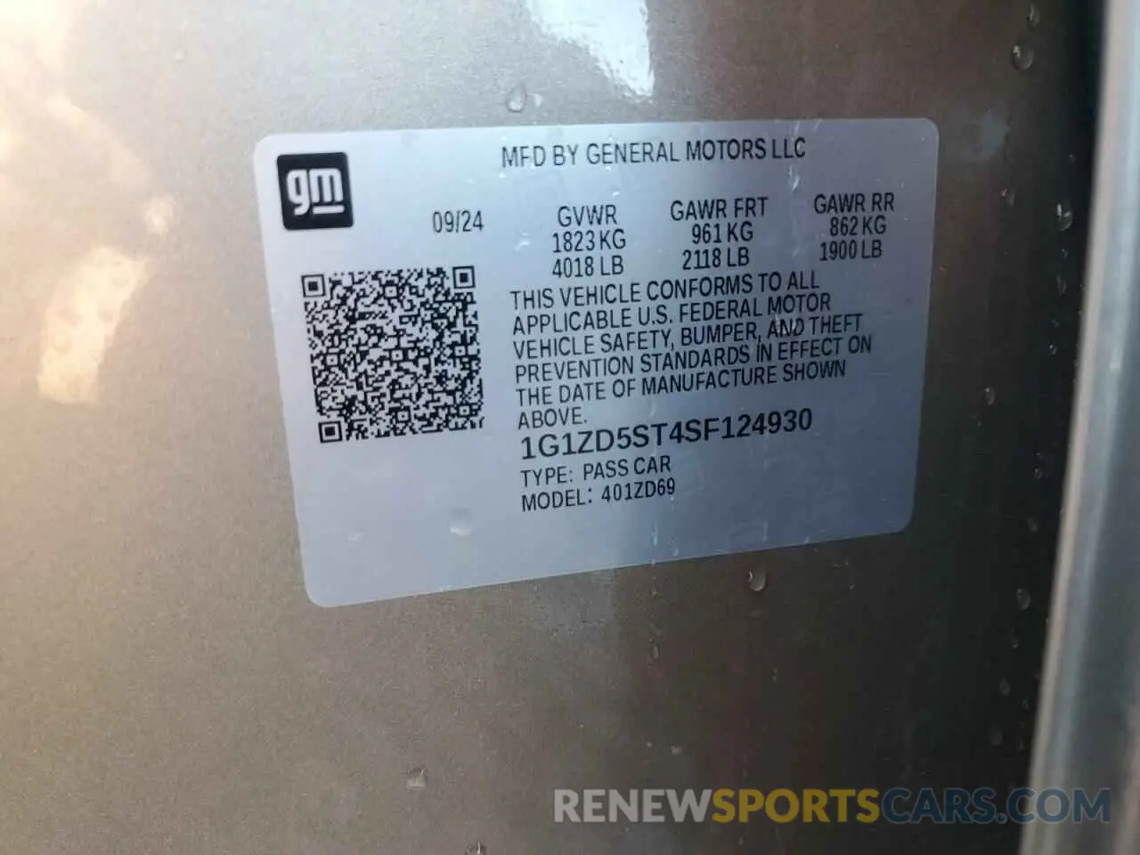 12 fotografías del automóvil dañado 1G1ZD5ST4SF124930 CHEVROLET MALIBU 2025