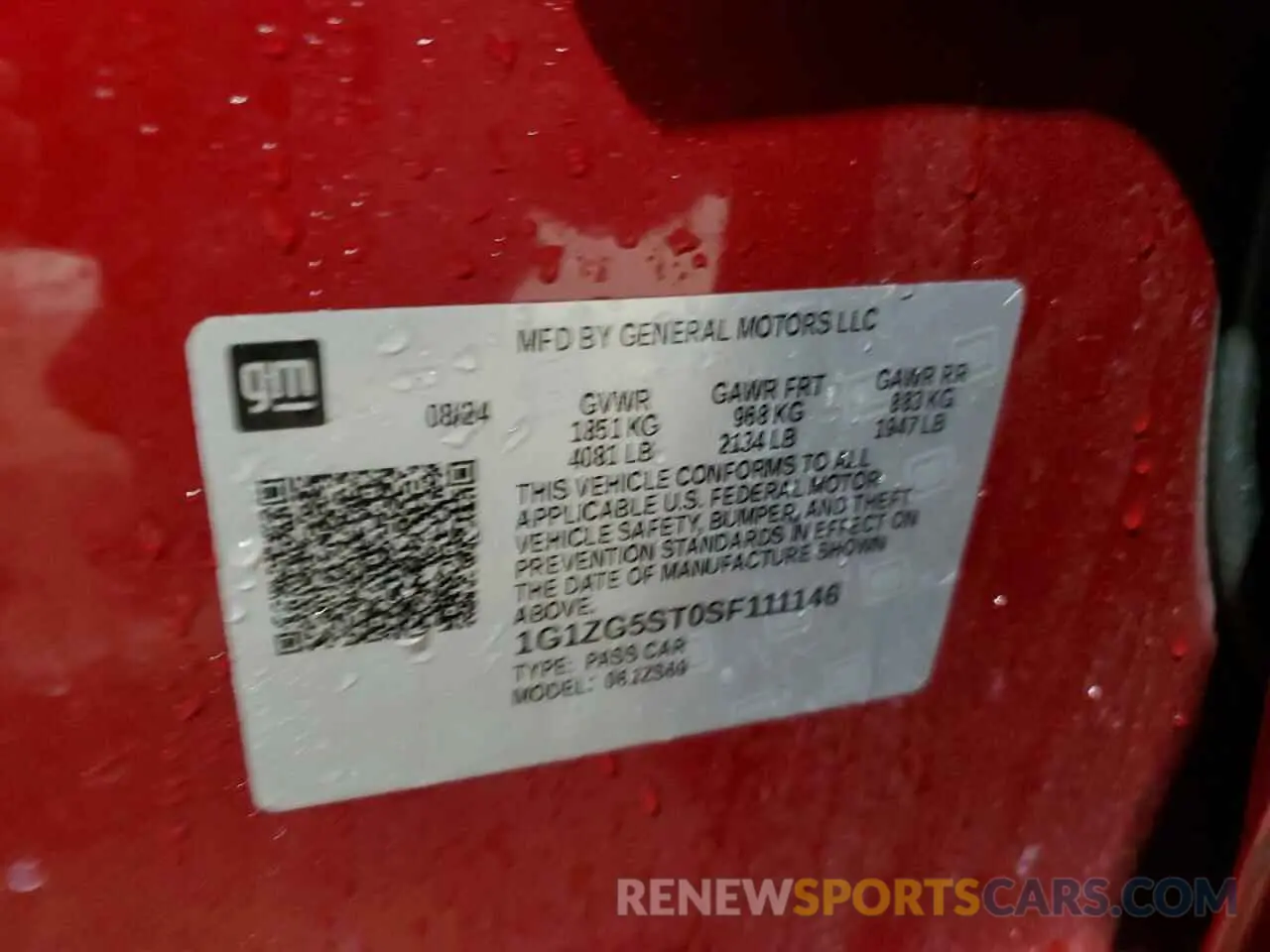 12 fotografías del automóvil dañado 1G1ZG5ST0SF111146 CHEVROLET MALIBU 2025