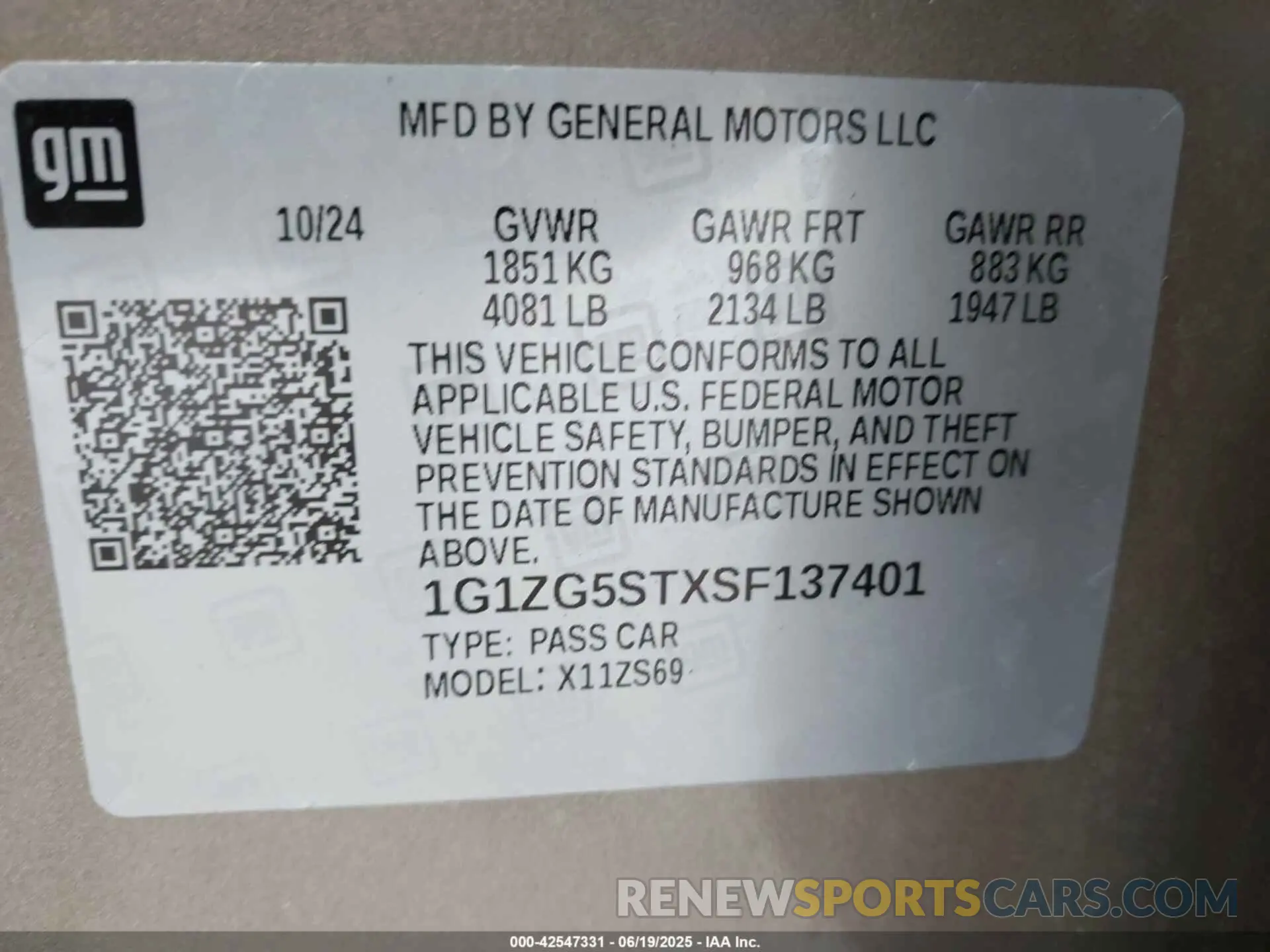 9 fotografías del automóvil dañado 1G1ZG5STXSF137401 CHEVROLET MALIBU 2025