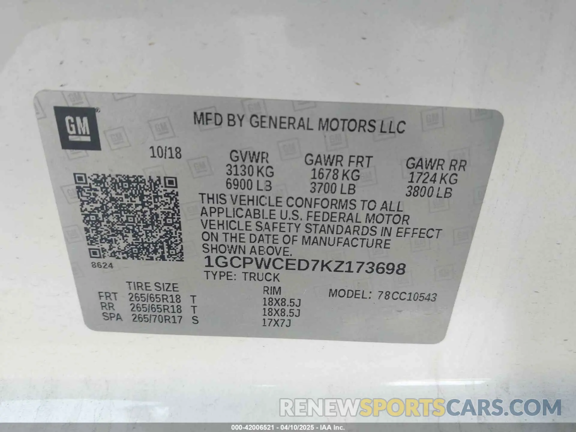 9 fotografías del automóvil dañado 1GCPWCED7KZ173698 CHEVROLET SILVERADO 1500 2019