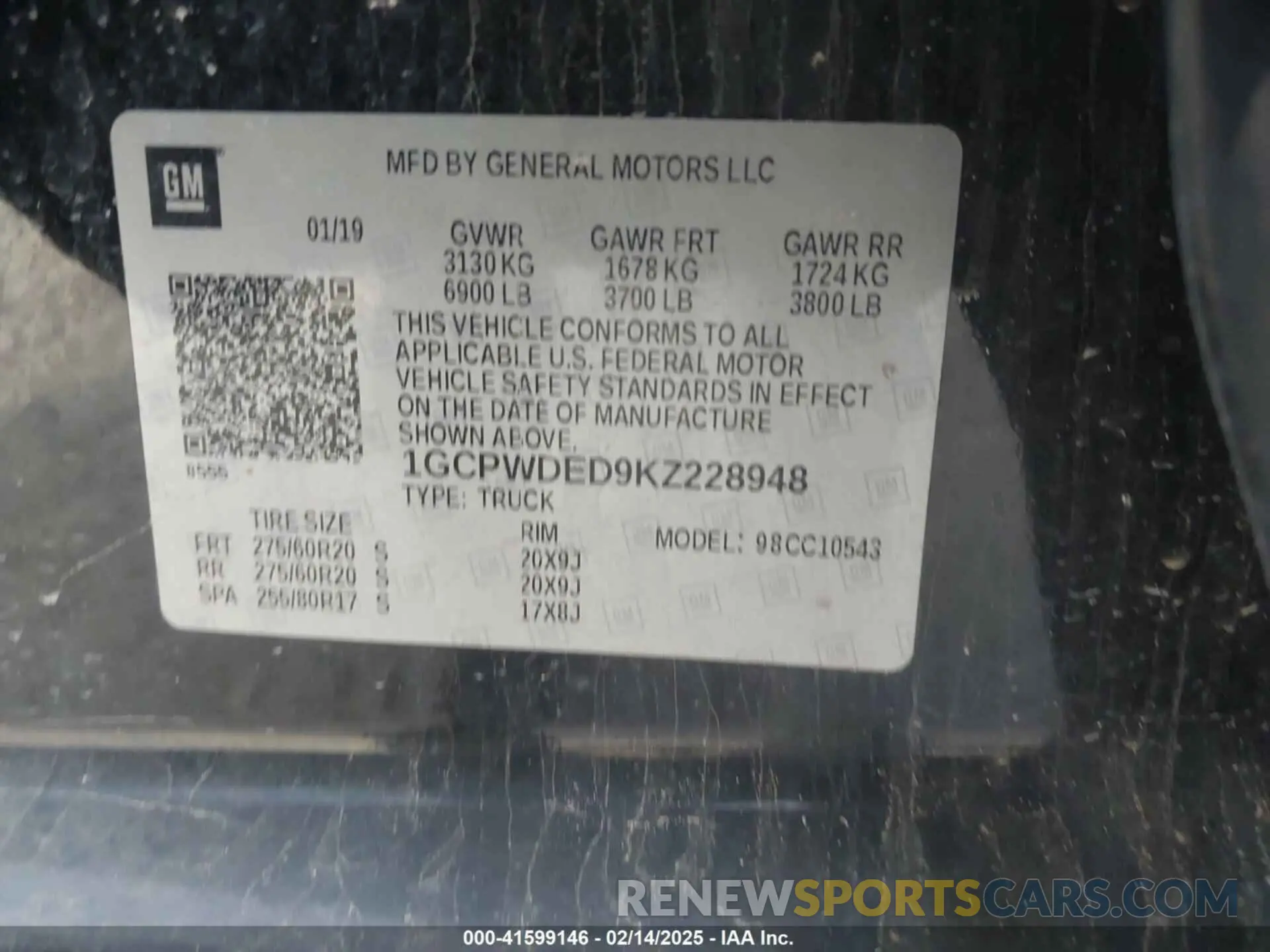 9 fotografías del automóvil dañado 1GCPWDED9KZ228948 CHEVROLET SILVERADO 1500 2019