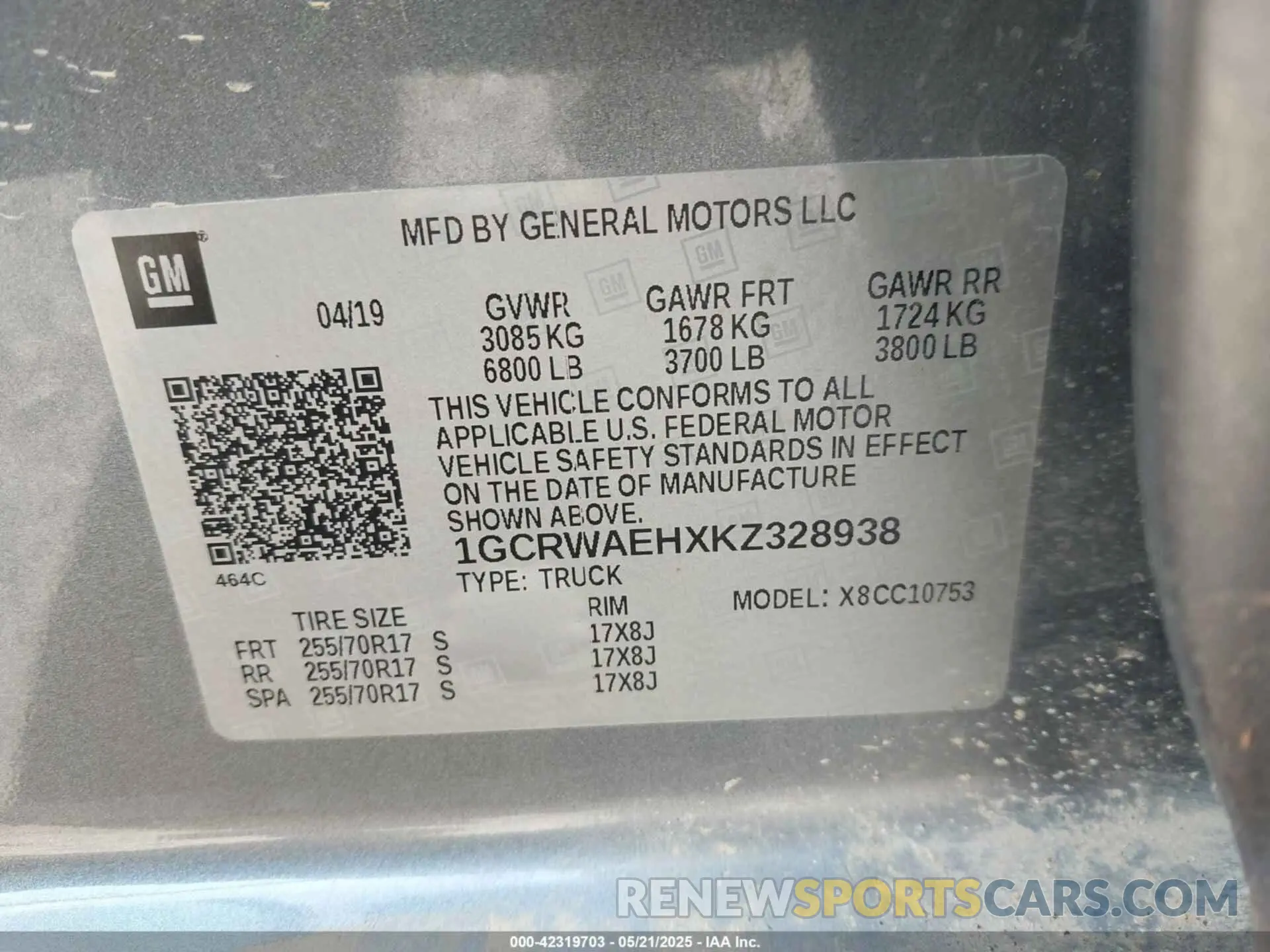 9 fotografías del automóvil dañado 1GCRWAEHXKZ328938 CHEVROLET SILVERADO 1500 2019