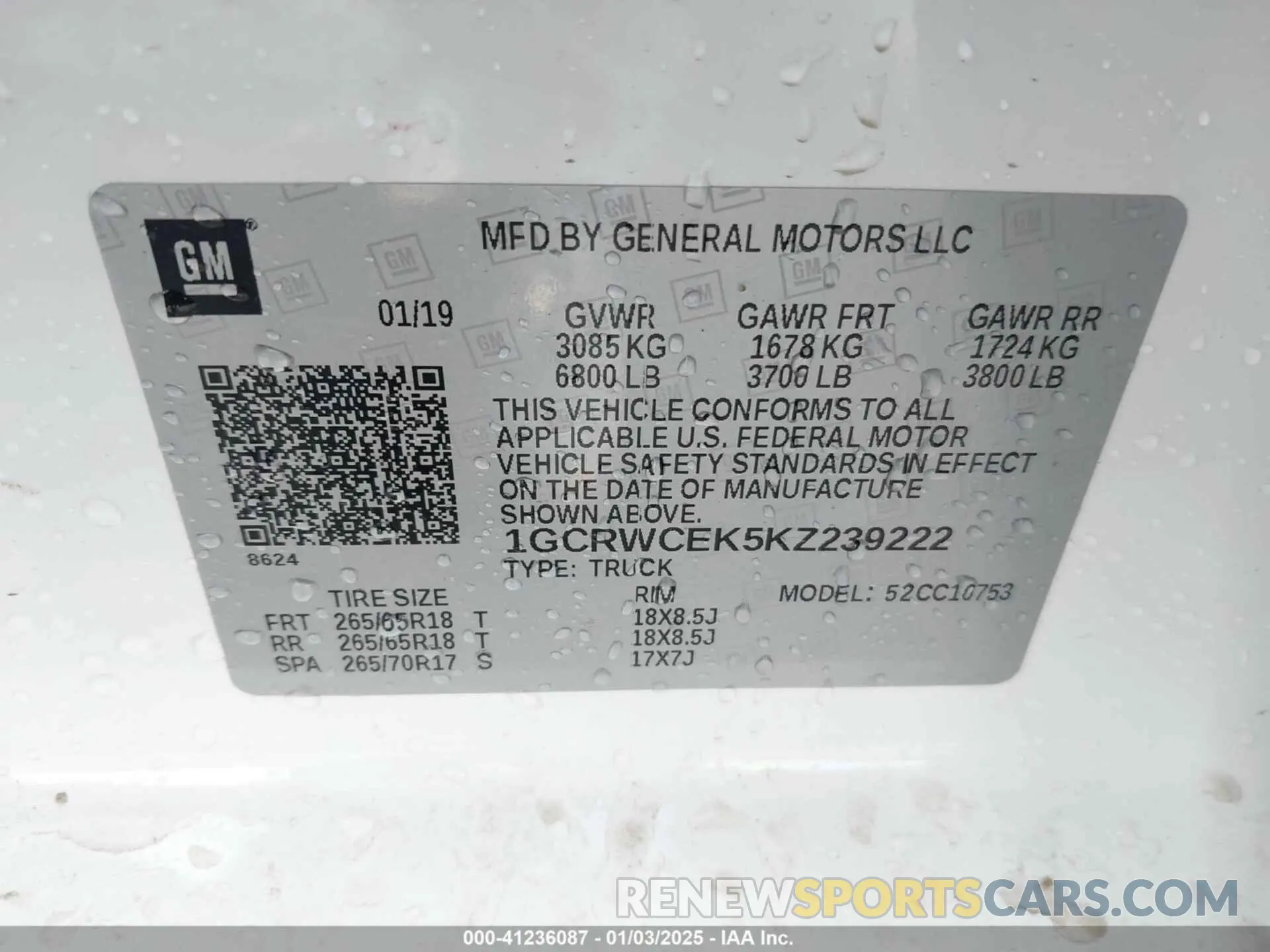 9 fotografías del automóvil dañado 1GCRWCEK5KZ239222 CHEVROLET SILVERADO 1500 2019