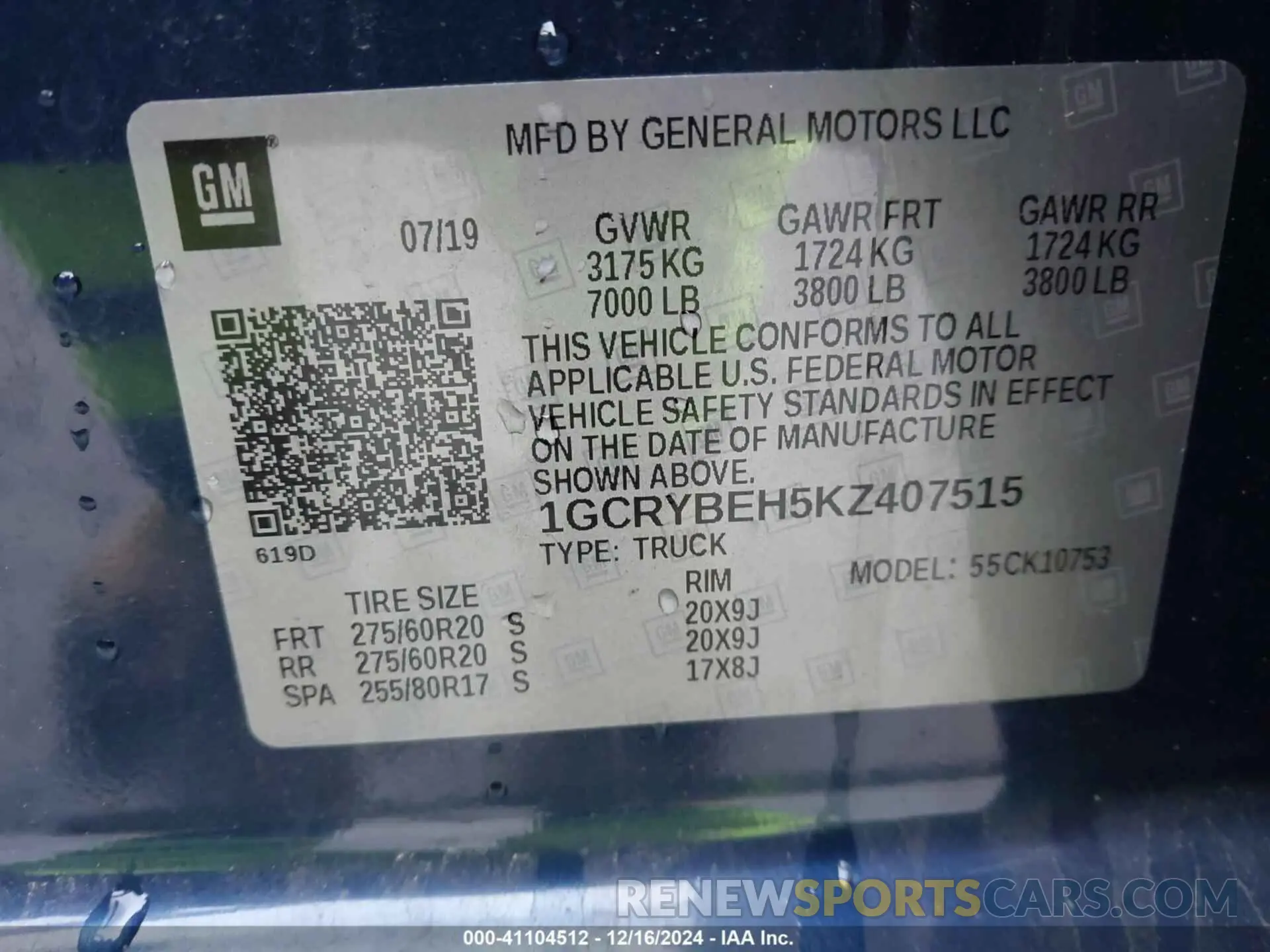 9 fotografías del automóvil dañado 1GCRYBEH5KZ407515 CHEVROLET SILVERADO 1500 2019