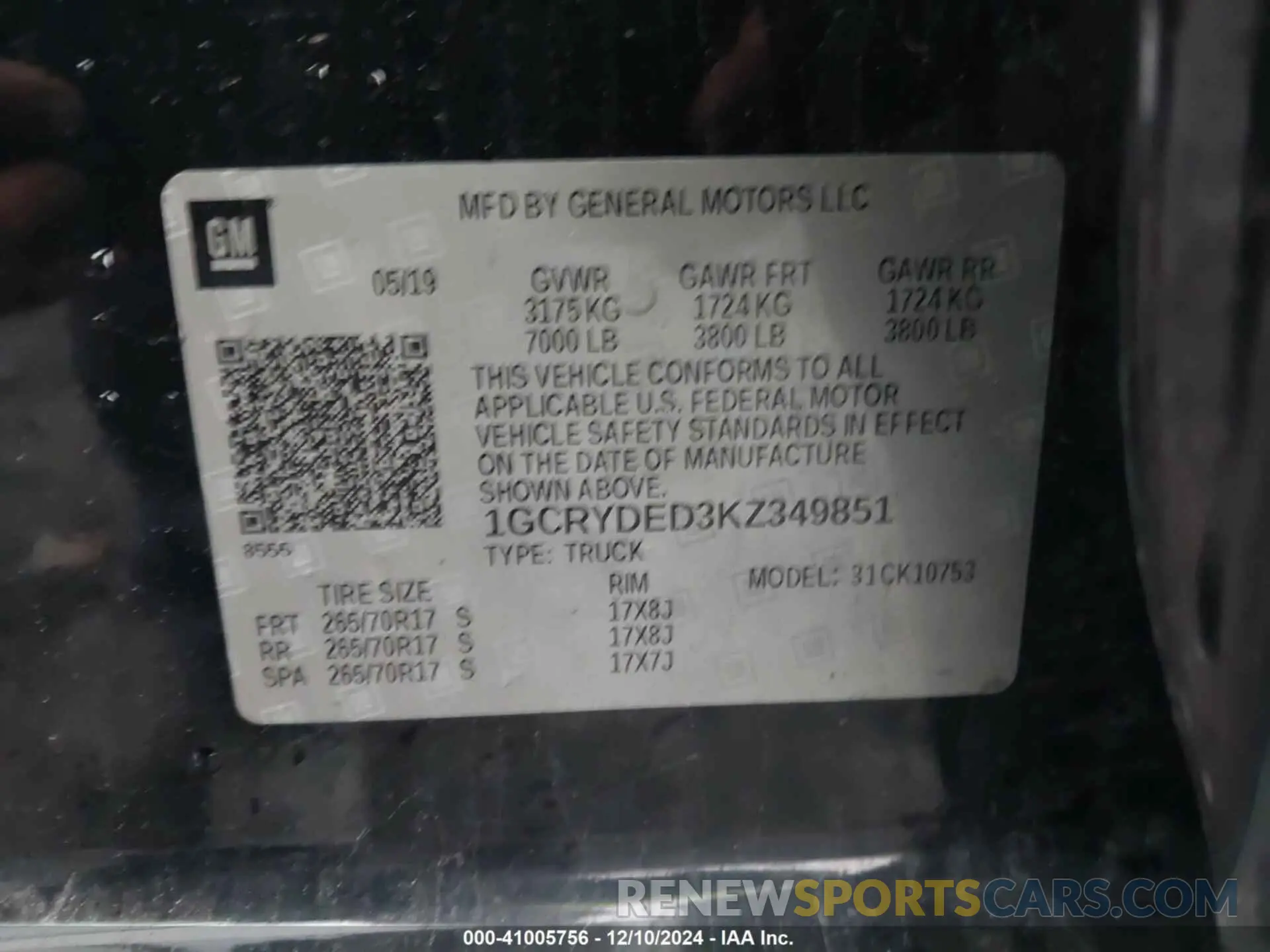 9 fotografías del automóvil dañado 1GCRYDED3KZ349851 CHEVROLET SILVERADO 1500 2019