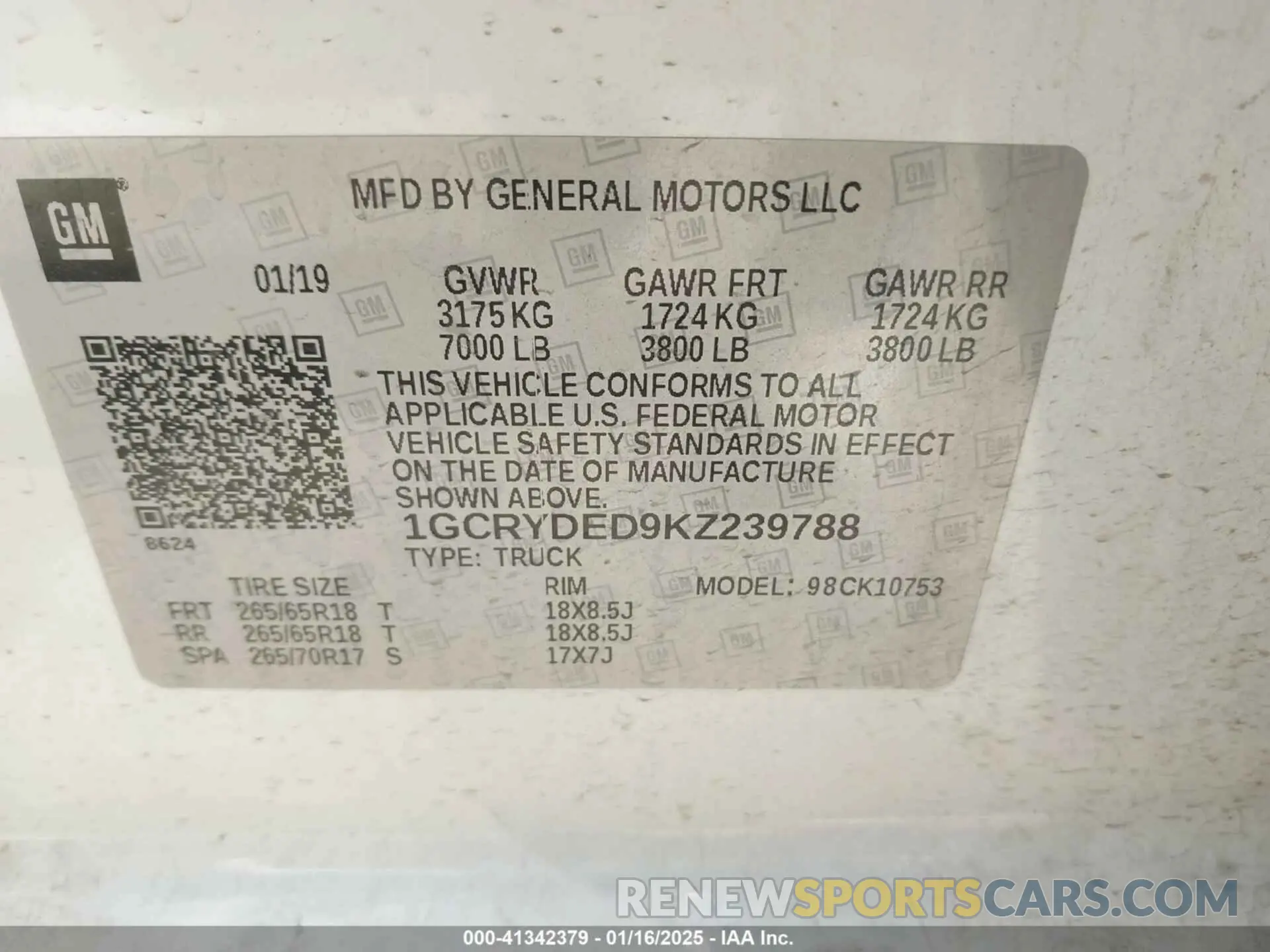 9 fotografías del automóvil dañado 1GCRYDED9KZ239788 CHEVROLET SILVERADO 1500 2019