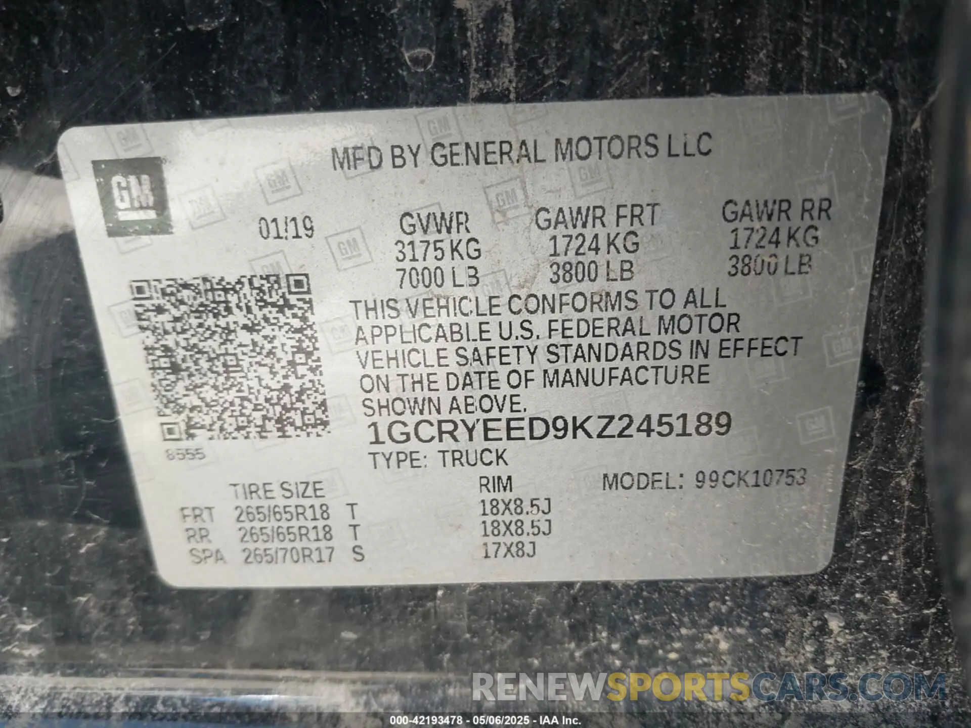 9 fotografías del automóvil dañado 1GCRYEED9KZ245189 CHEVROLET SILVERADO 1500 2019