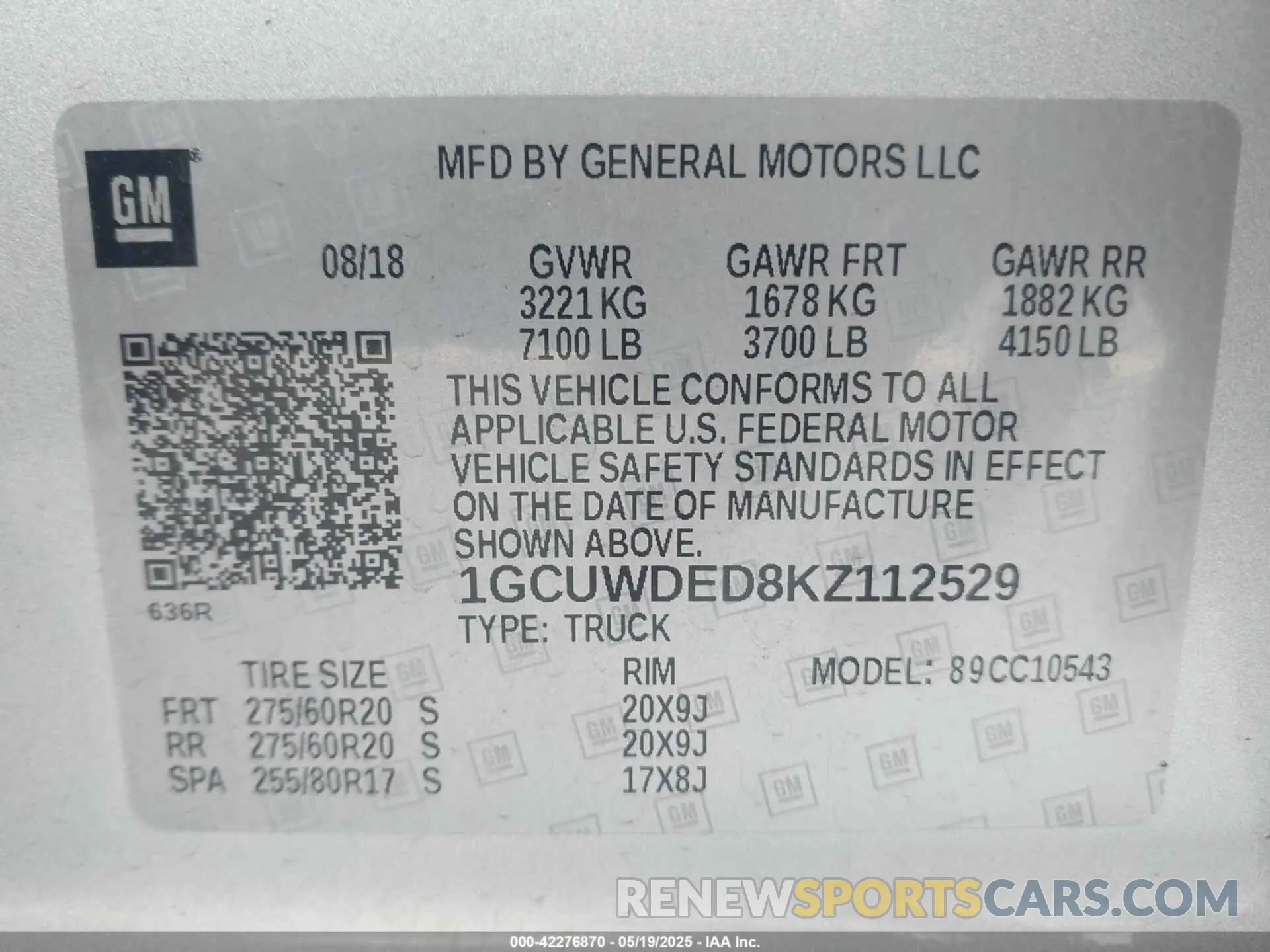 9 fotografías del automóvil dañado 1GCUWDED8KZ112529 CHEVROLET SILVERADO 1500 2019