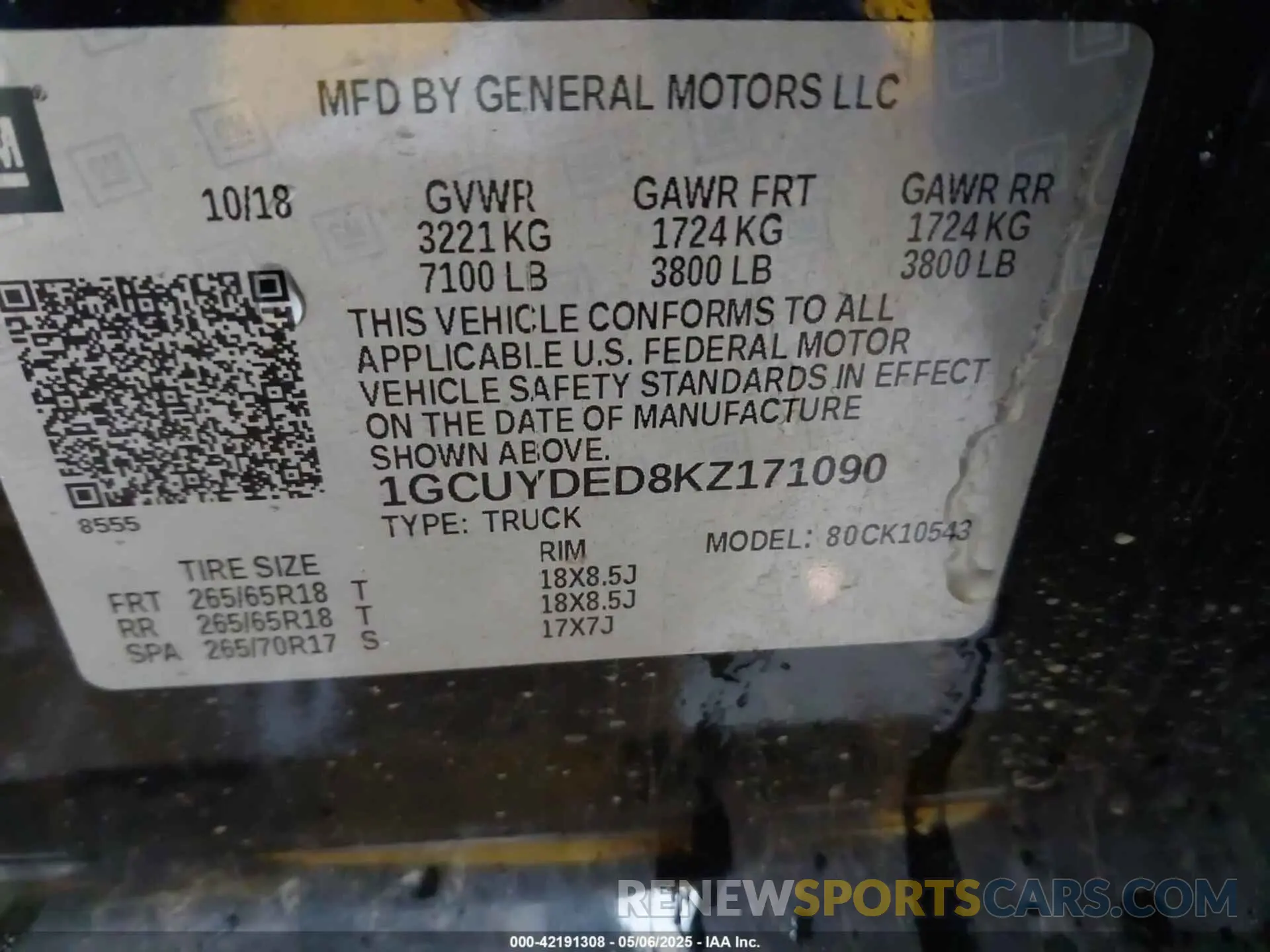 9 fotografías del automóvil dañado 1GCUYDED8KZ171090 CHEVROLET SILVERADO 1500 2019