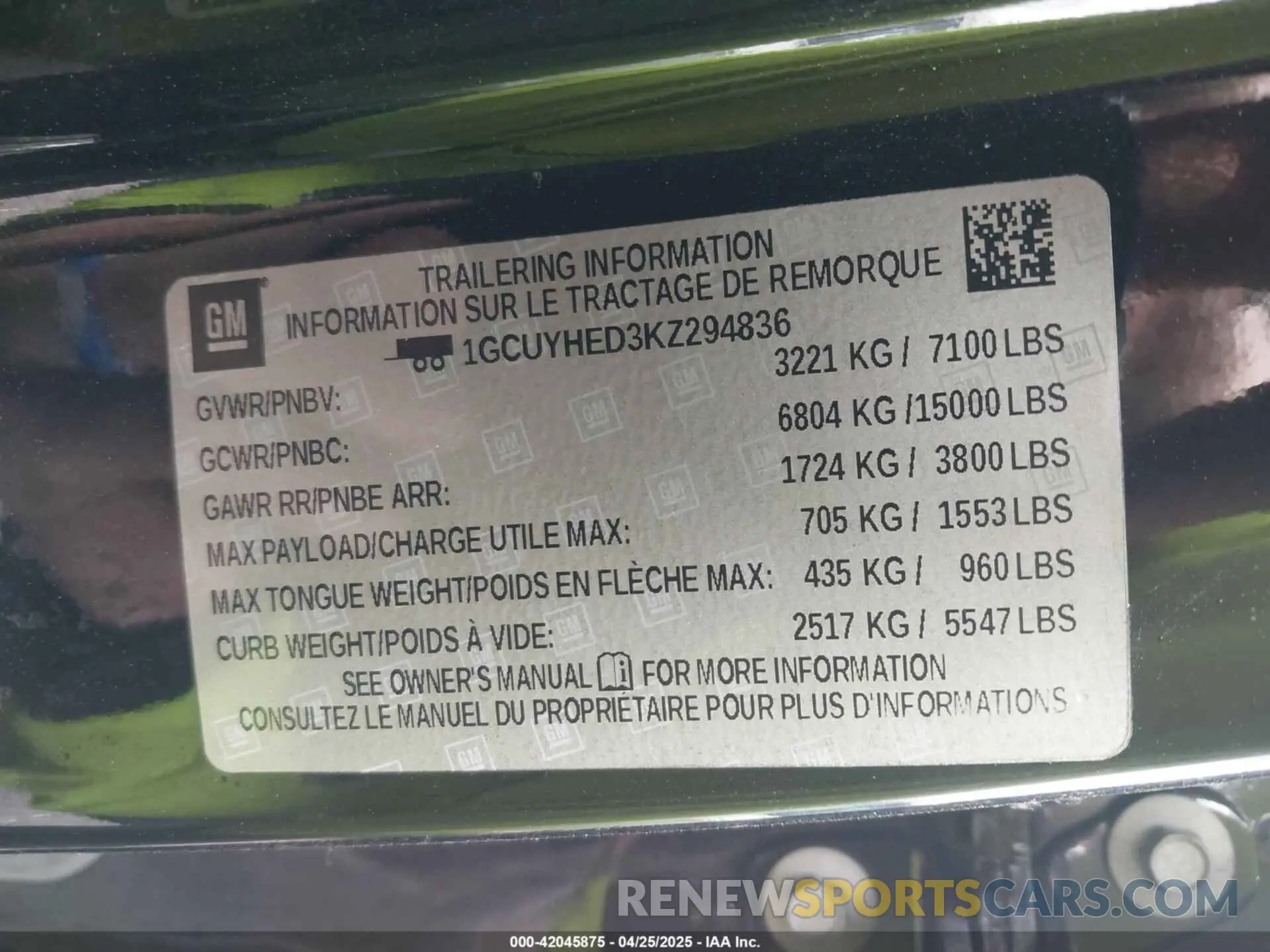 9 fotografías del automóvil dañado 1GCUYHED3KZ294836 CHEVROLET SILVERADO 1500 2019