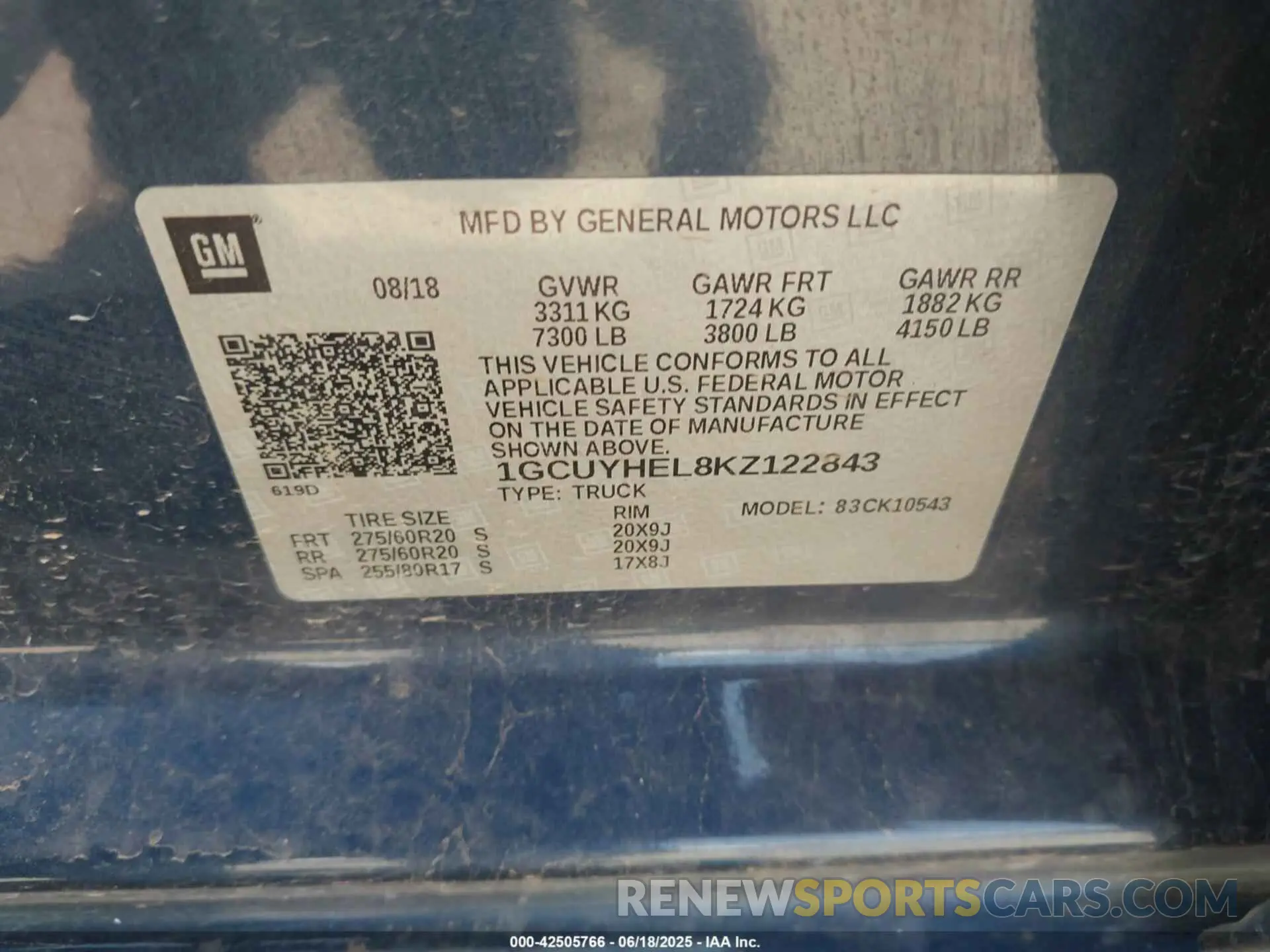9 fotografías del automóvil dañado 1GCUYHEL8KZ122843 CHEVROLET SILVERADO 1500 2019