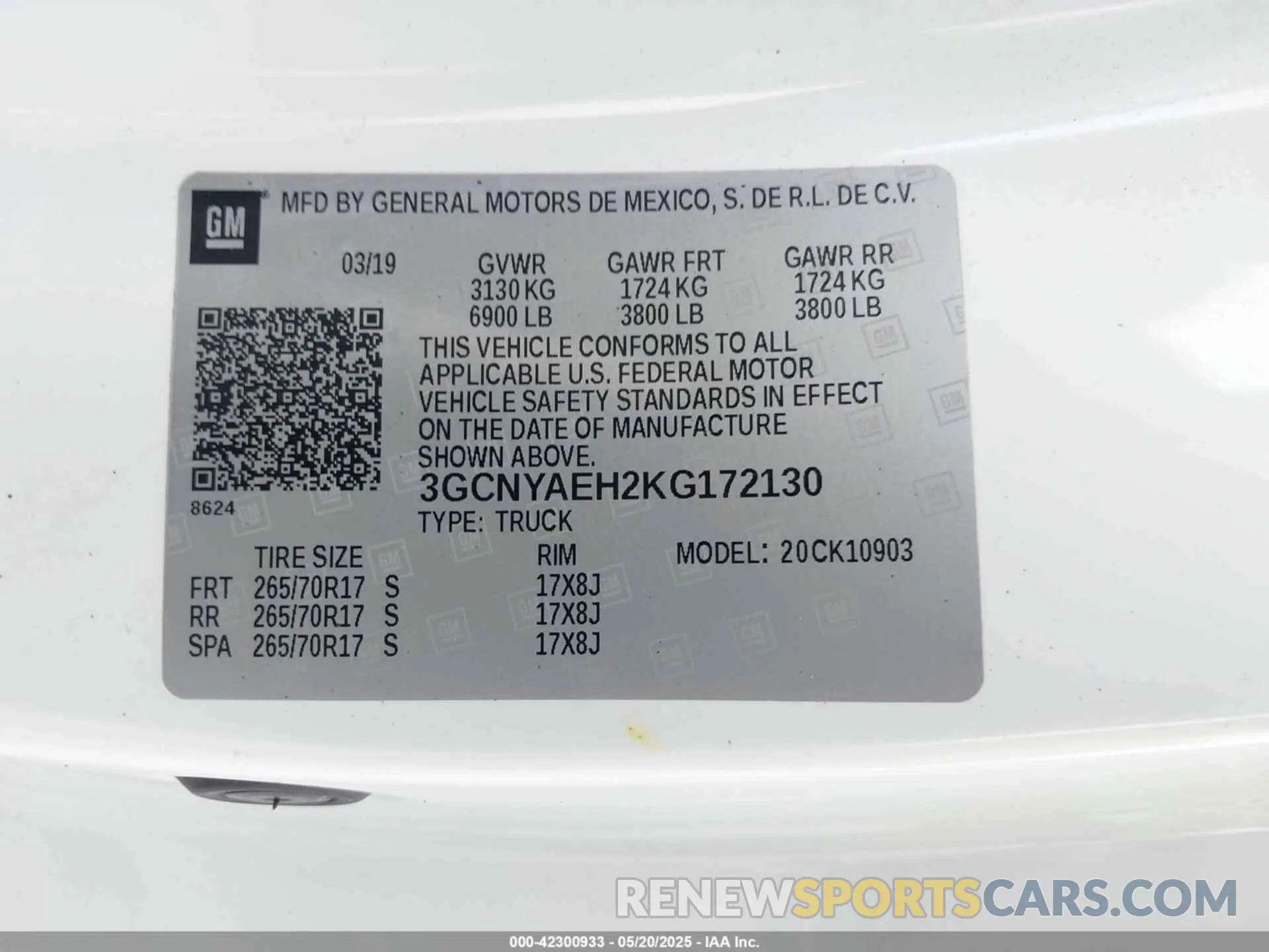 9 fotografías del automóvil dañado 3GCNYAEH2KG172130 CHEVROLET SILVERADO 1500 2019