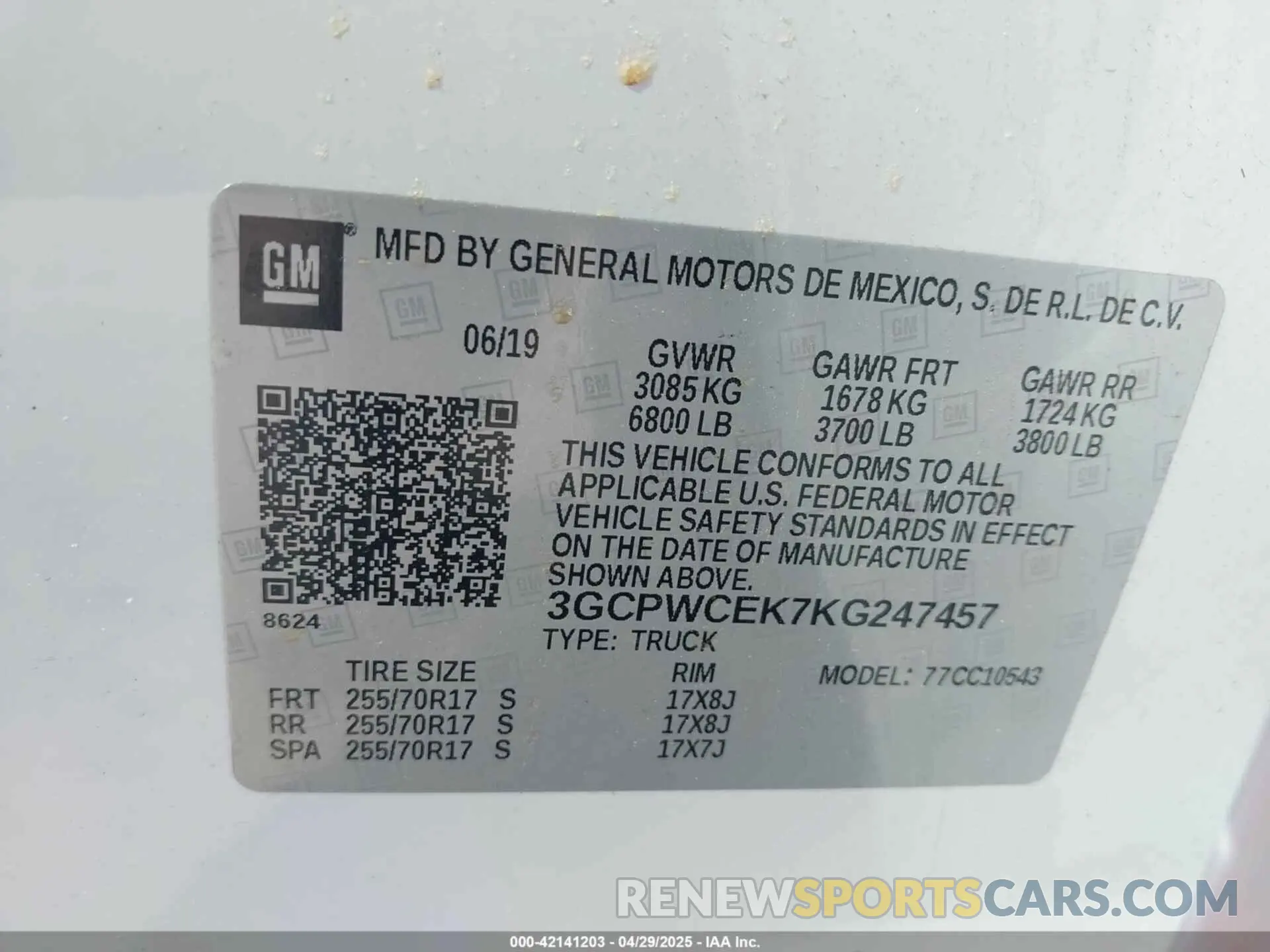 9 fotografías del automóvil dañado 3GCPWCEK7KG247457 CHEVROLET SILVERADO 1500 2019