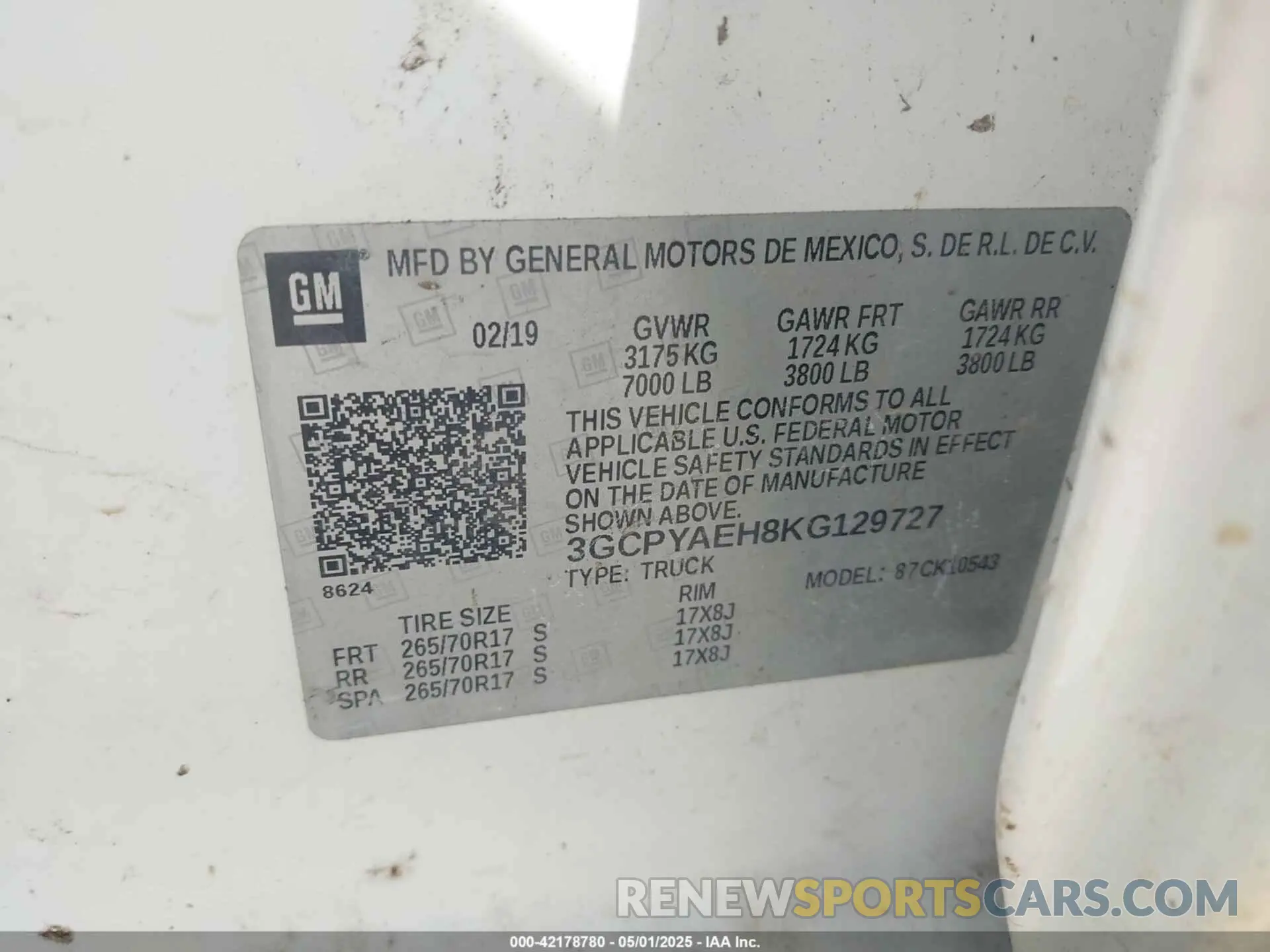9 fotografías del automóvil dañado 3GCPYAEH8KG129727 CHEVROLET SILVERADO 1500 2019