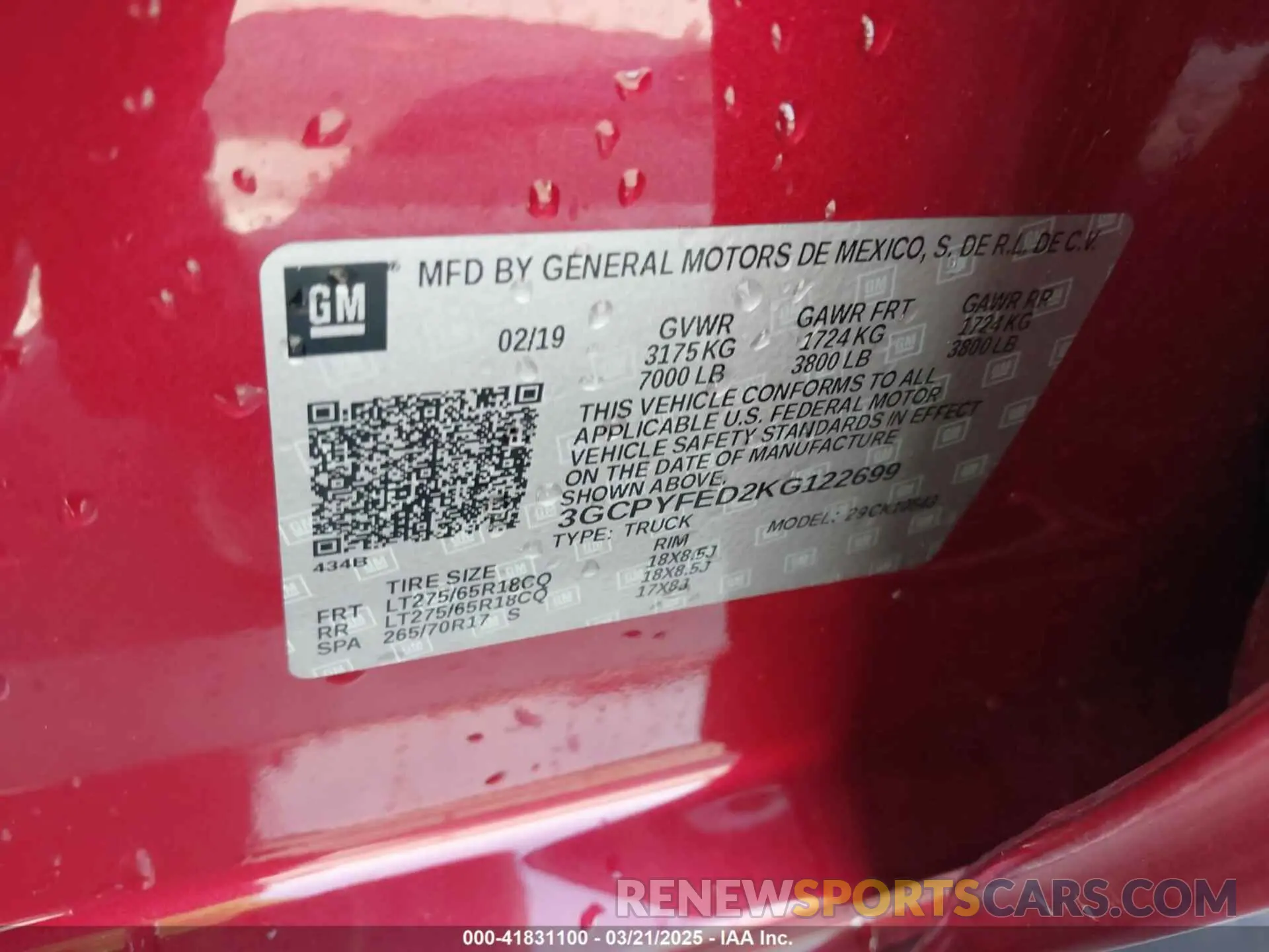 9 fotografías del automóvil dañado 3GCPYFED2KG122699 CHEVROLET SILVERADO 1500 2019
