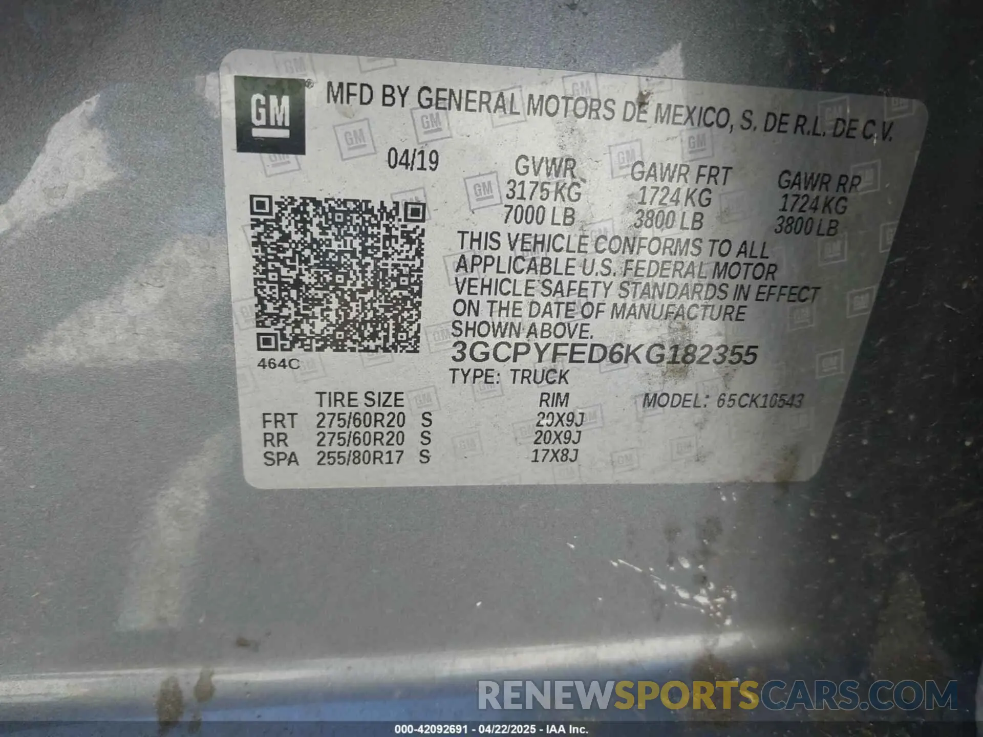 9 fotografías del automóvil dañado 3GCPYFED6KG182355 CHEVROLET SILVERADO 1500 2019