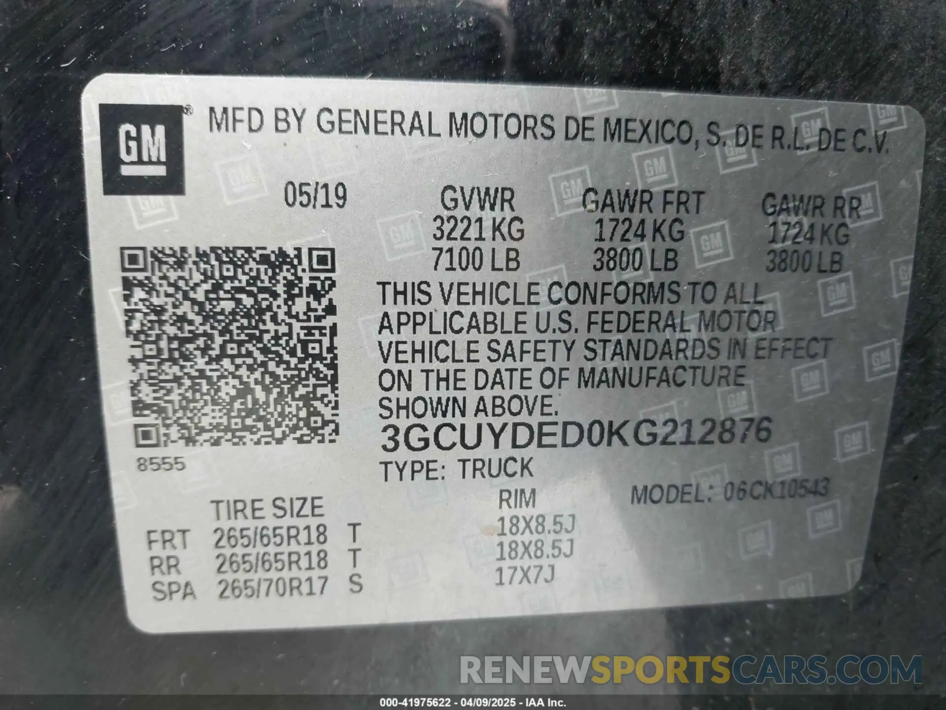9 fotografías del automóvil dañado 3GCUYDED0KG212876 CHEVROLET SILVERADO 1500 2019