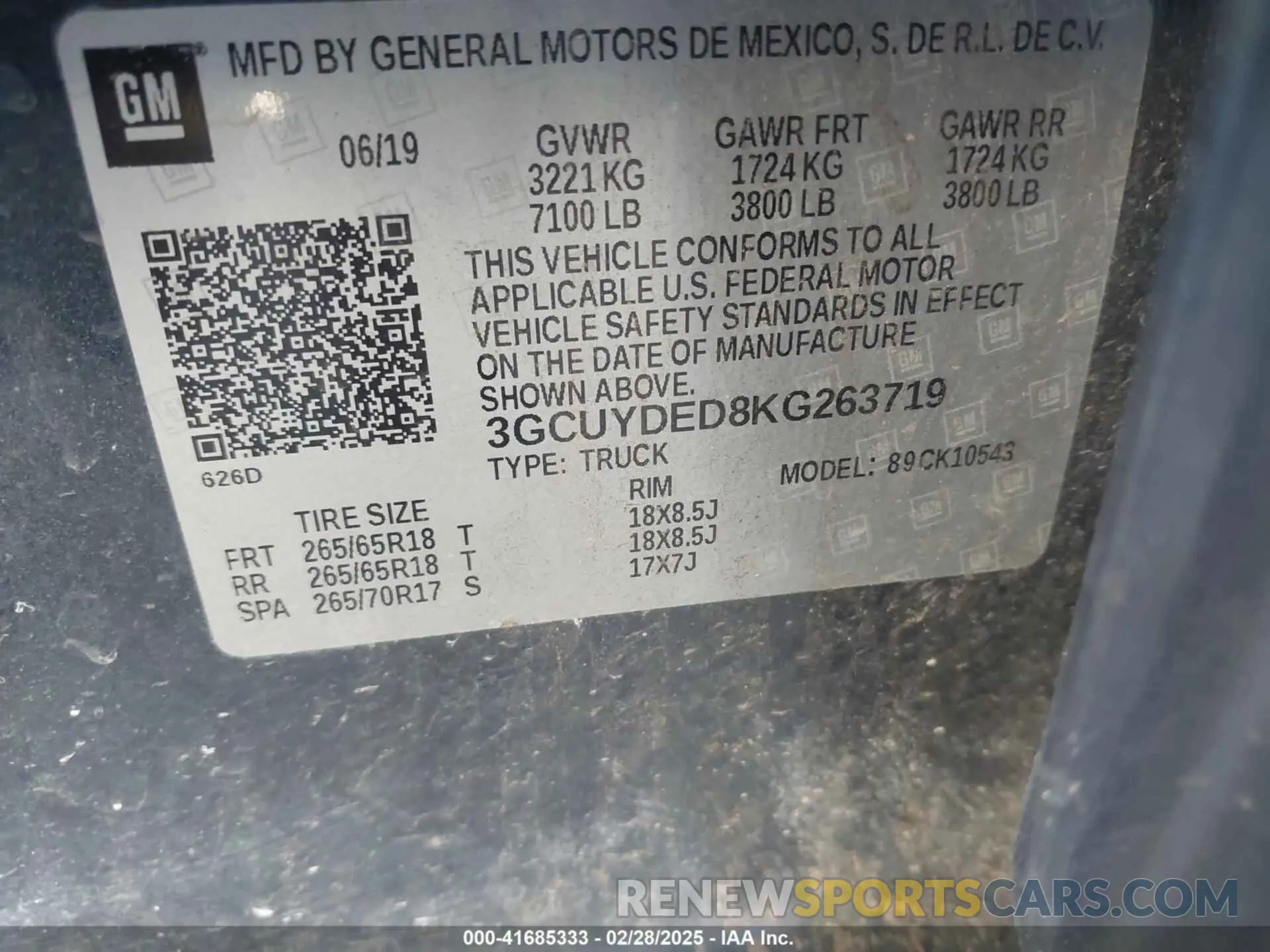 9 fotografías del automóvil dañado 3GCUYDED8KG263719 CHEVROLET SILVERADO 1500 2019