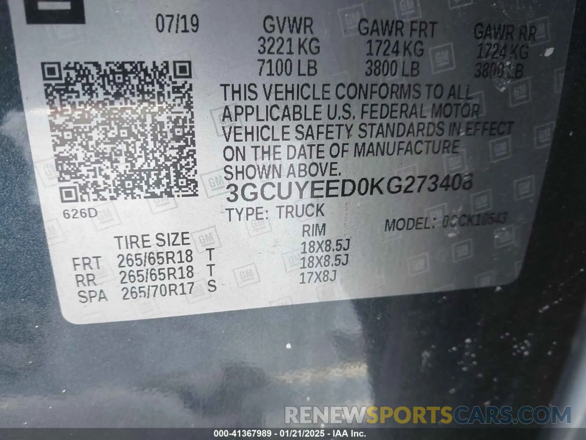 9 fotografías del automóvil dañado 3GCUYEED0KG273408 CHEVROLET SILVERADO 1500 2019