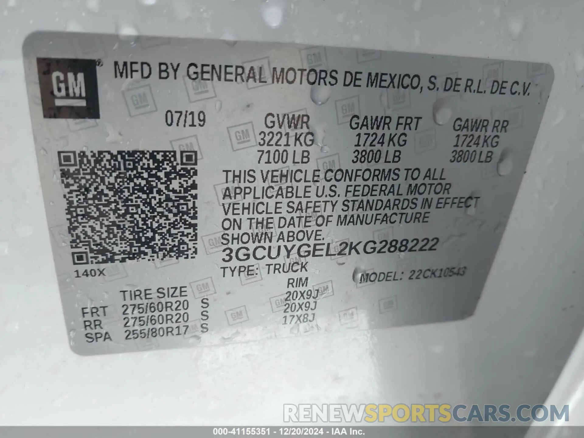 9 fotografías del automóvil dañado 3GCUYGEL2KG288222 CHEVROLET SILVERADO 1500 2019