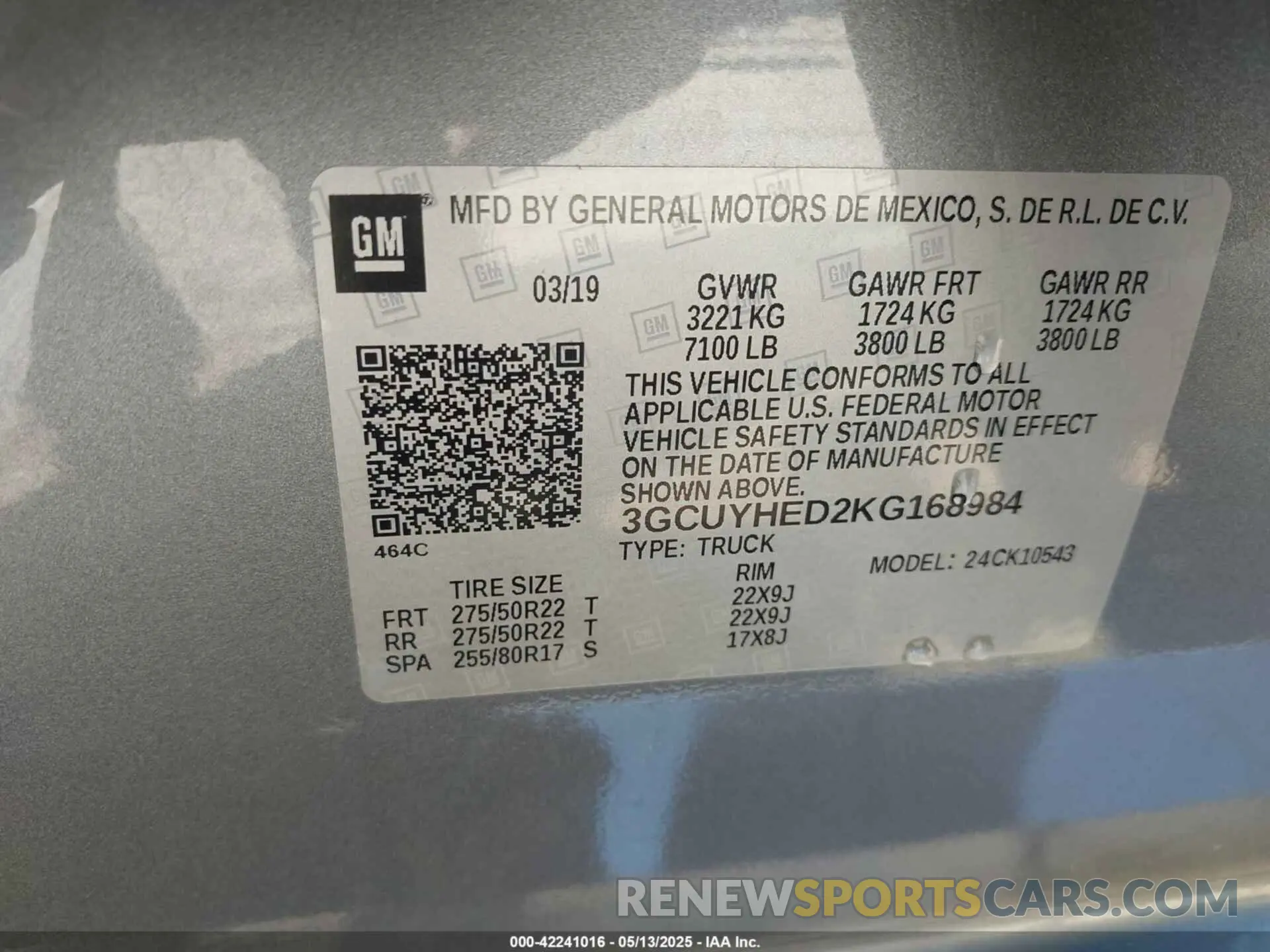 9 fotografías del automóvil dañado 3GCUYHED2KG168984 CHEVROLET SILVERADO 1500 2019