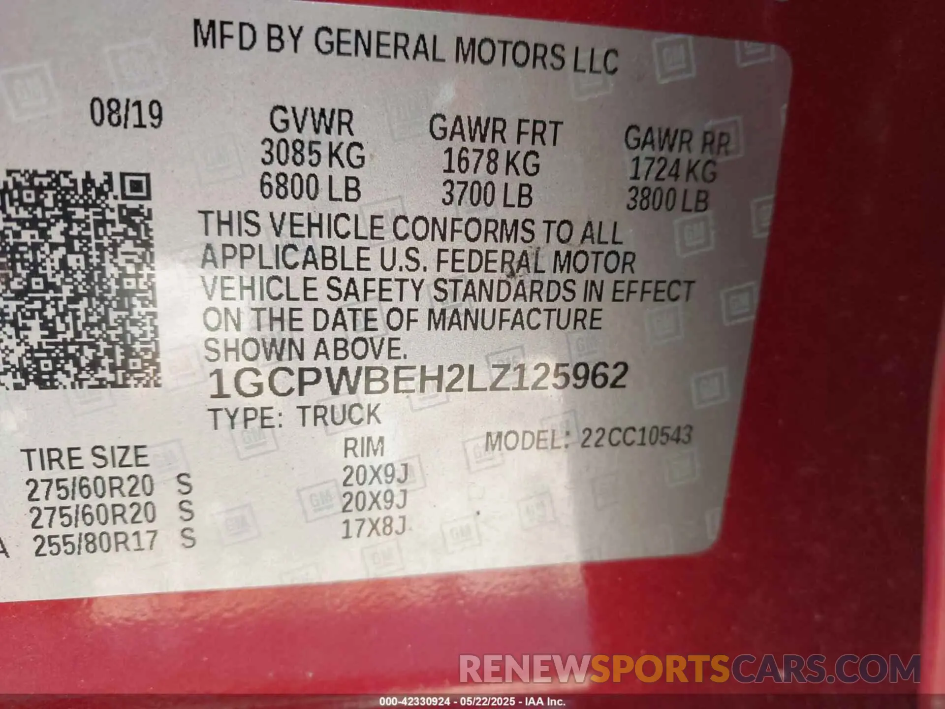 9 fotografías del automóvil dañado 1GCPWBEH2LZ125962 CHEVROLET SILVERADO 1500 2020