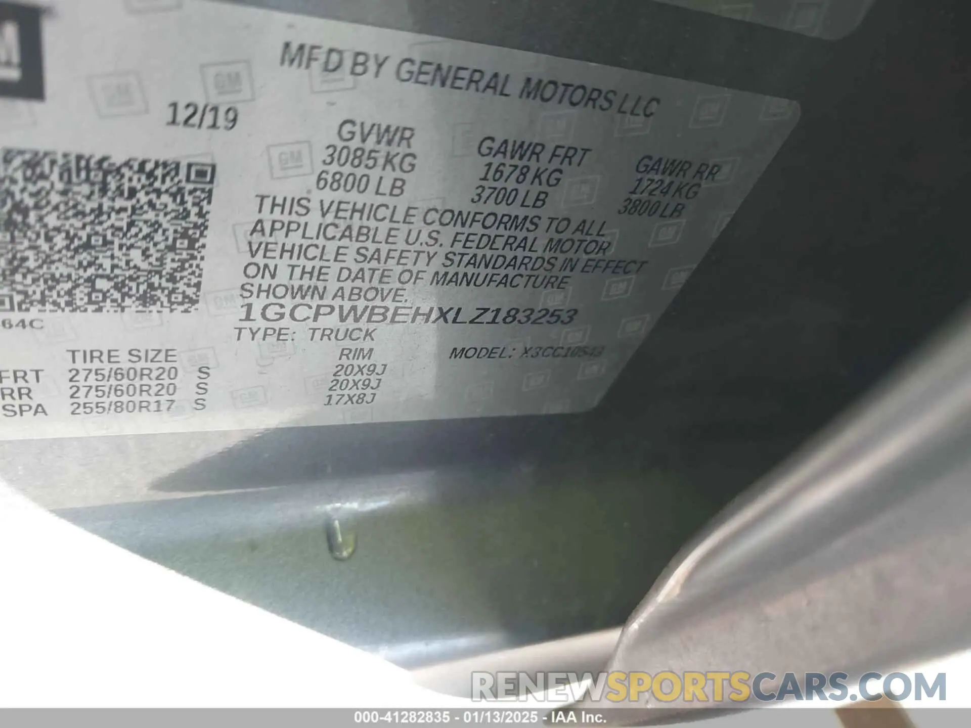 9 fotografías del automóvil dañado 1GCPWBEHXLZ183253 CHEVROLET SILVERADO 1500 2020