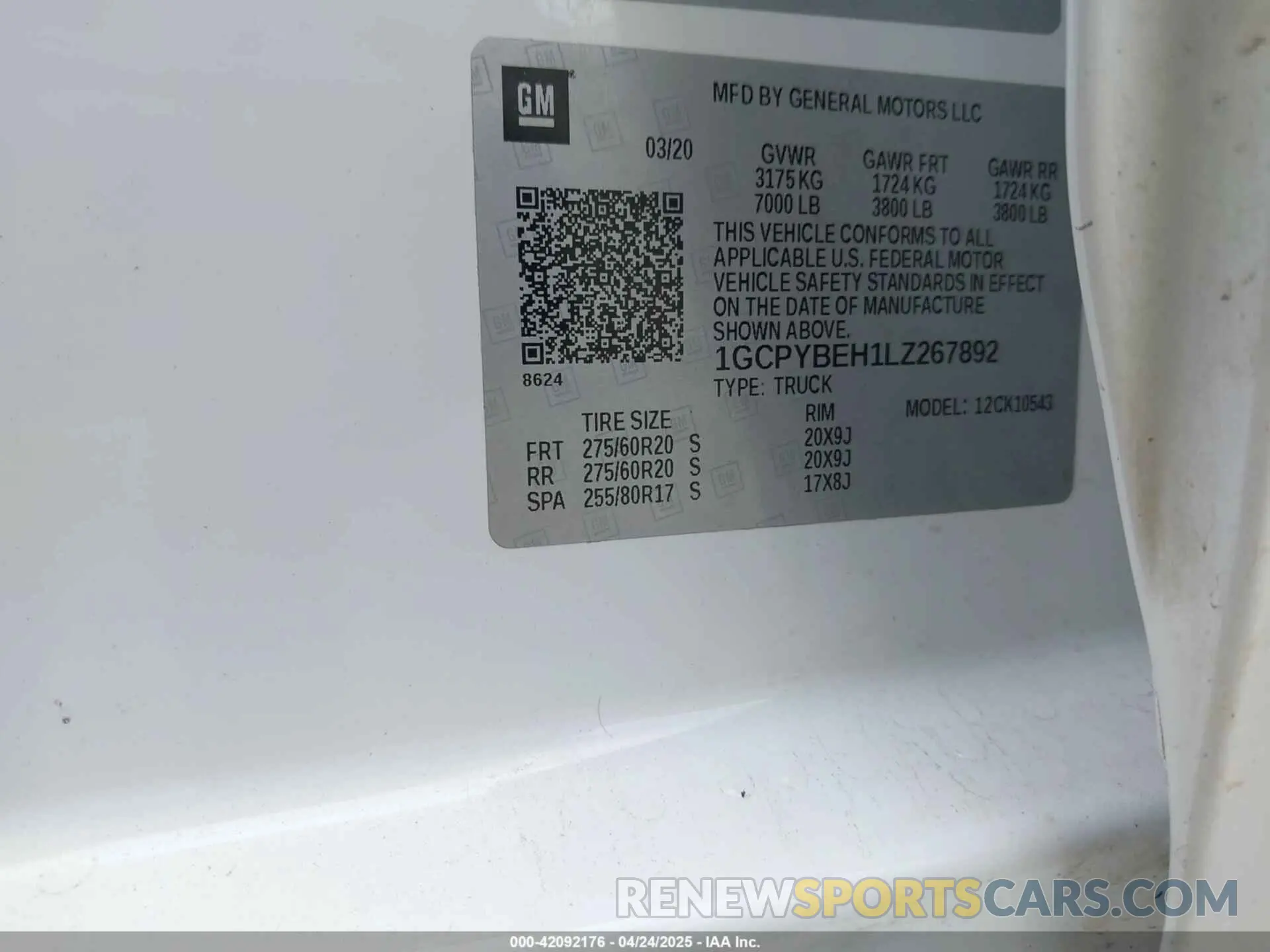 9 fotografías del automóvil dañado 1GCPYBEH1LZ267892 CHEVROLET SILVERADO 1500 2020