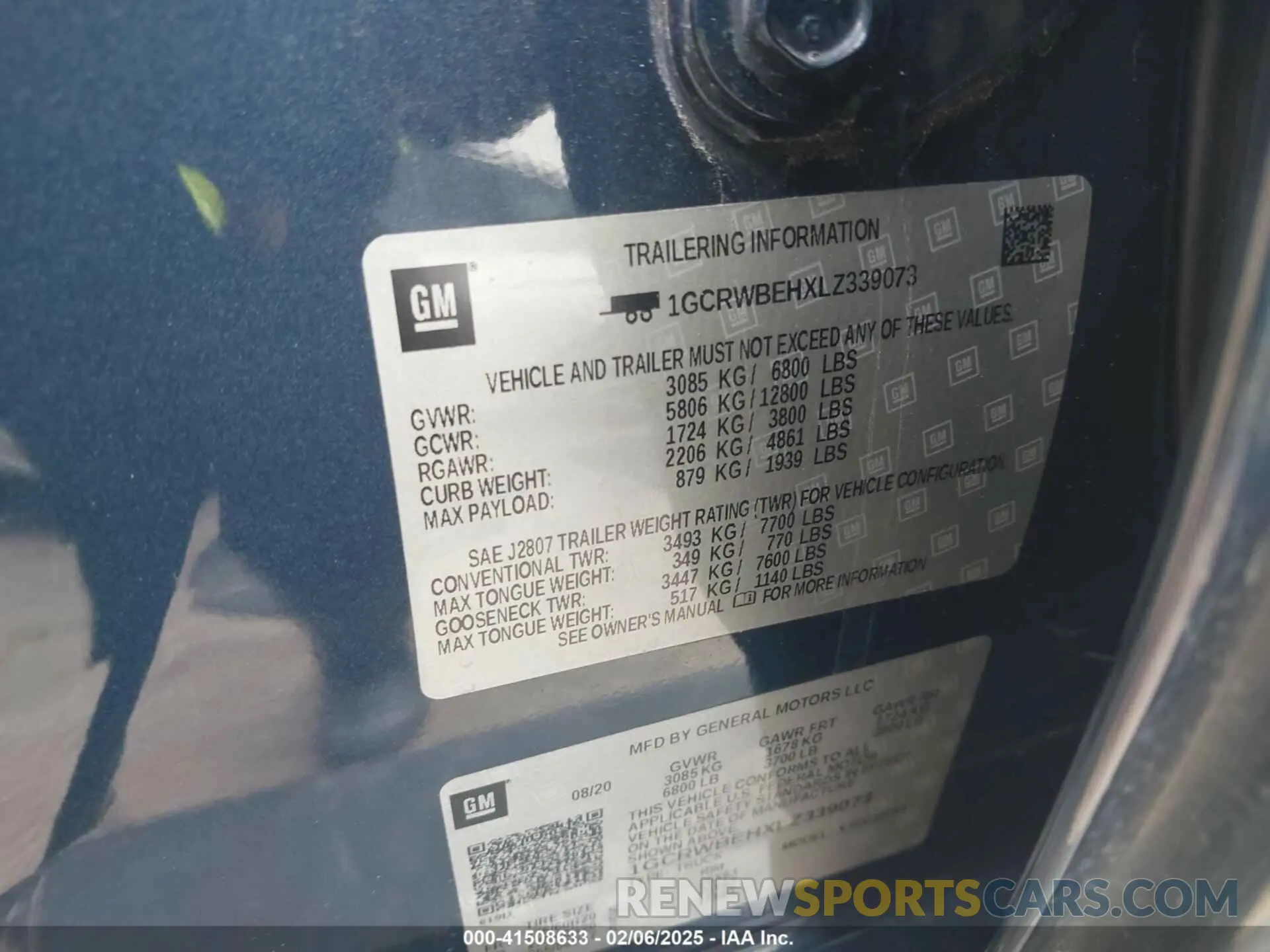 9 fotografías del automóvil dañado 1GCRWBEHXLZ339073 CHEVROLET SILVERADO 1500 2020
