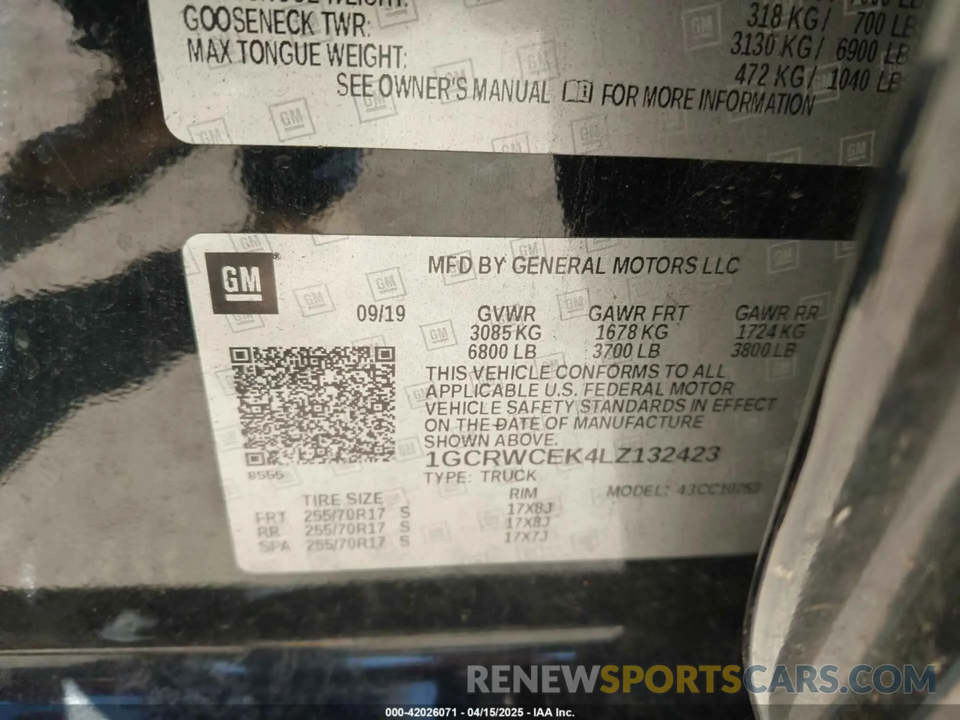 9 fotografías del automóvil dañado 1GCRWCEK4LZ132423 CHEVROLET SILVERADO 1500 2020
