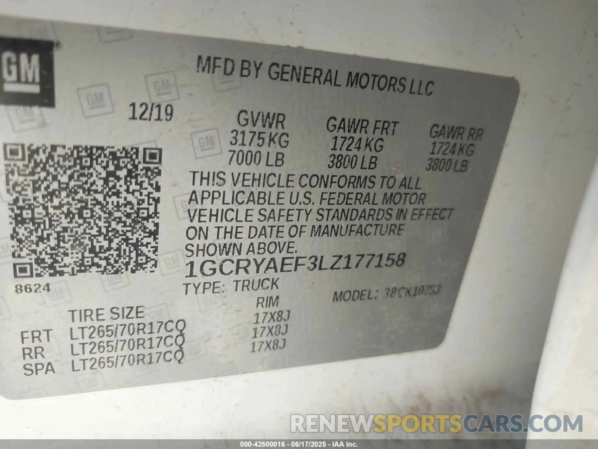 9 fotografías del automóvil dañado 1GCRYAEF3LZ177158 CHEVROLET SILVERADO 1500 2020