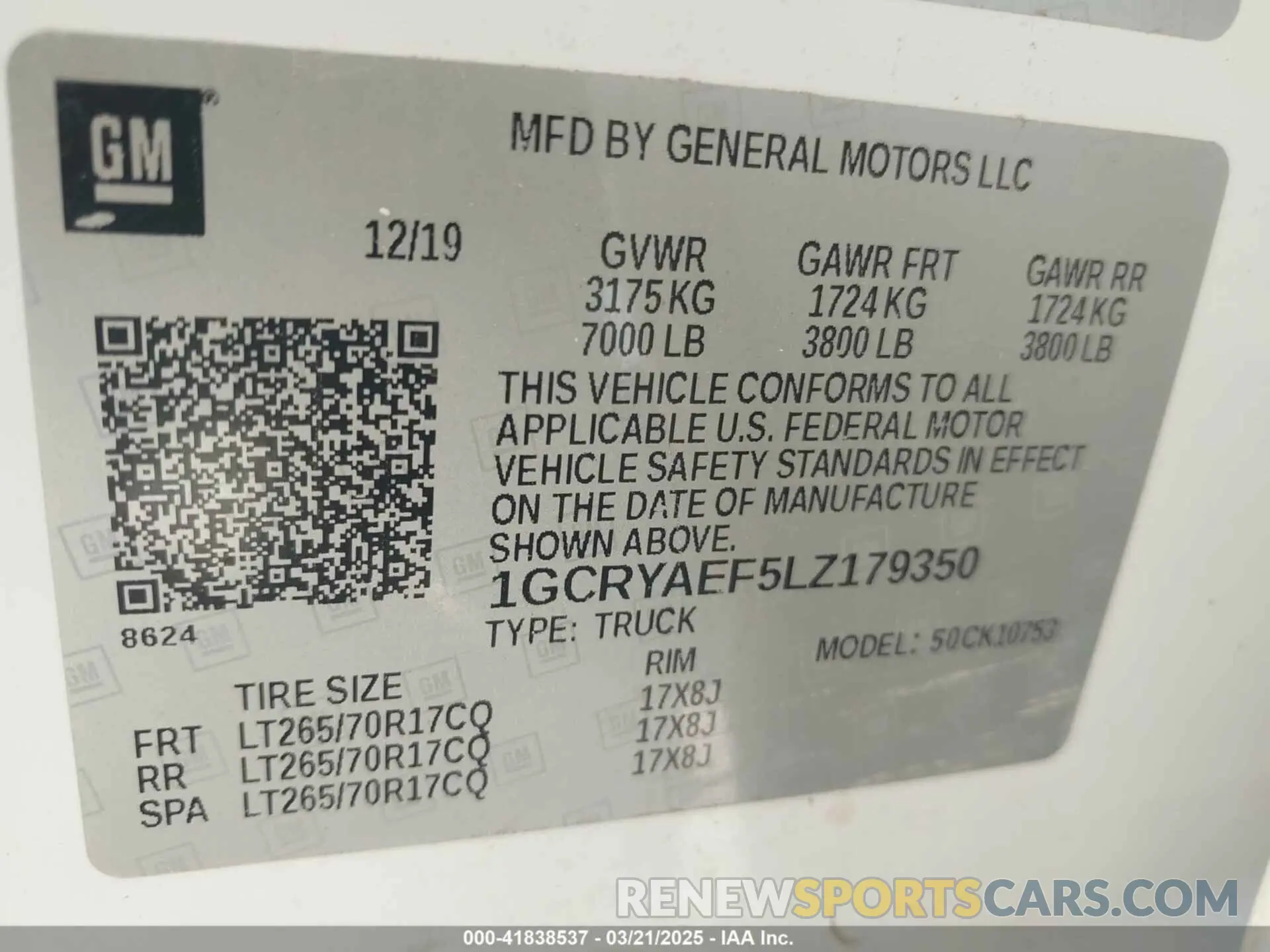 9 fotografías del automóvil dañado 1GCRYAEF5LZ179350 CHEVROLET SILVERADO 1500 2020