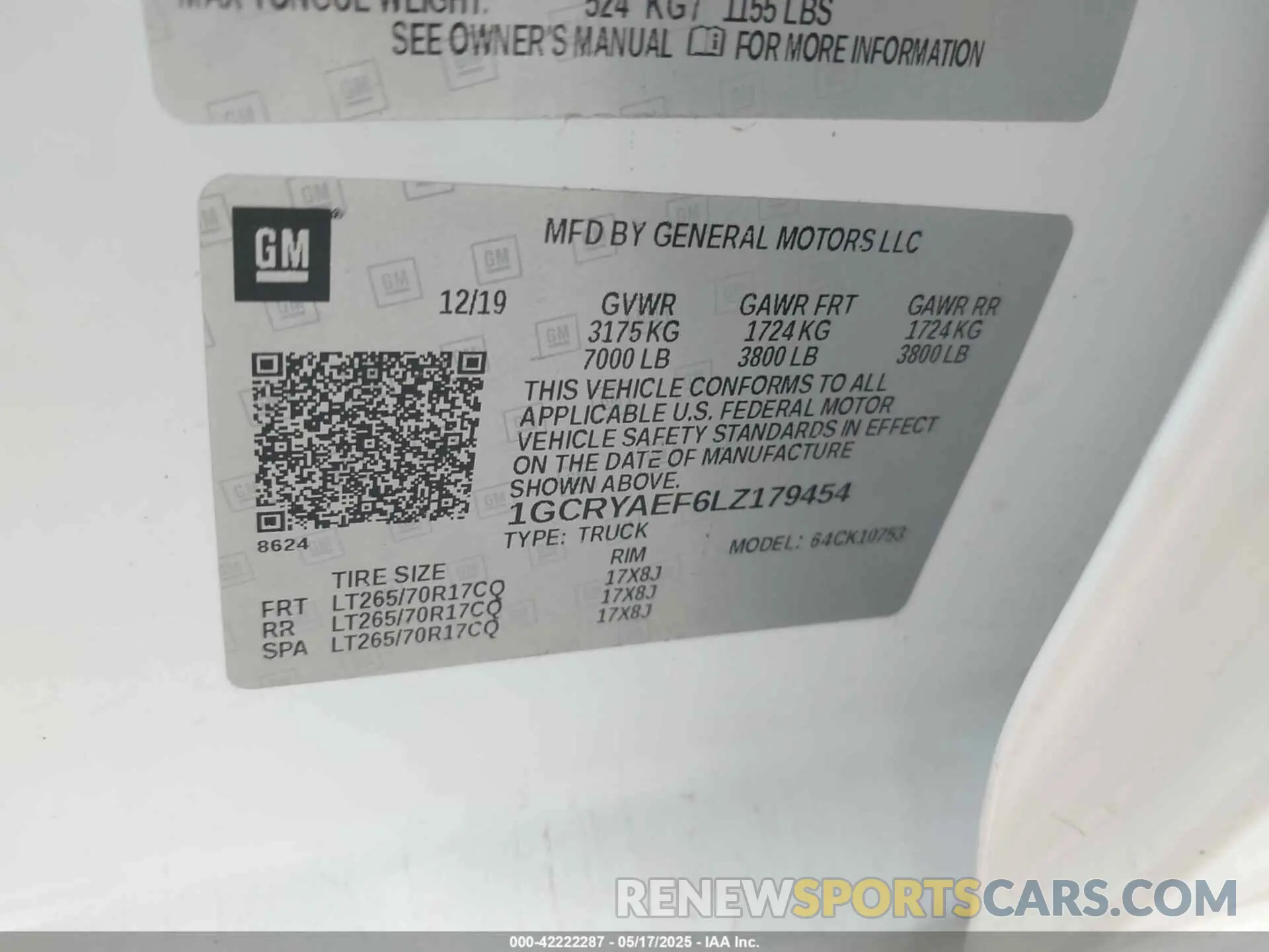 9 fotografías del automóvil dañado 1GCRYAEF6LZ179454 CHEVROLET SILVERADO 1500 2020