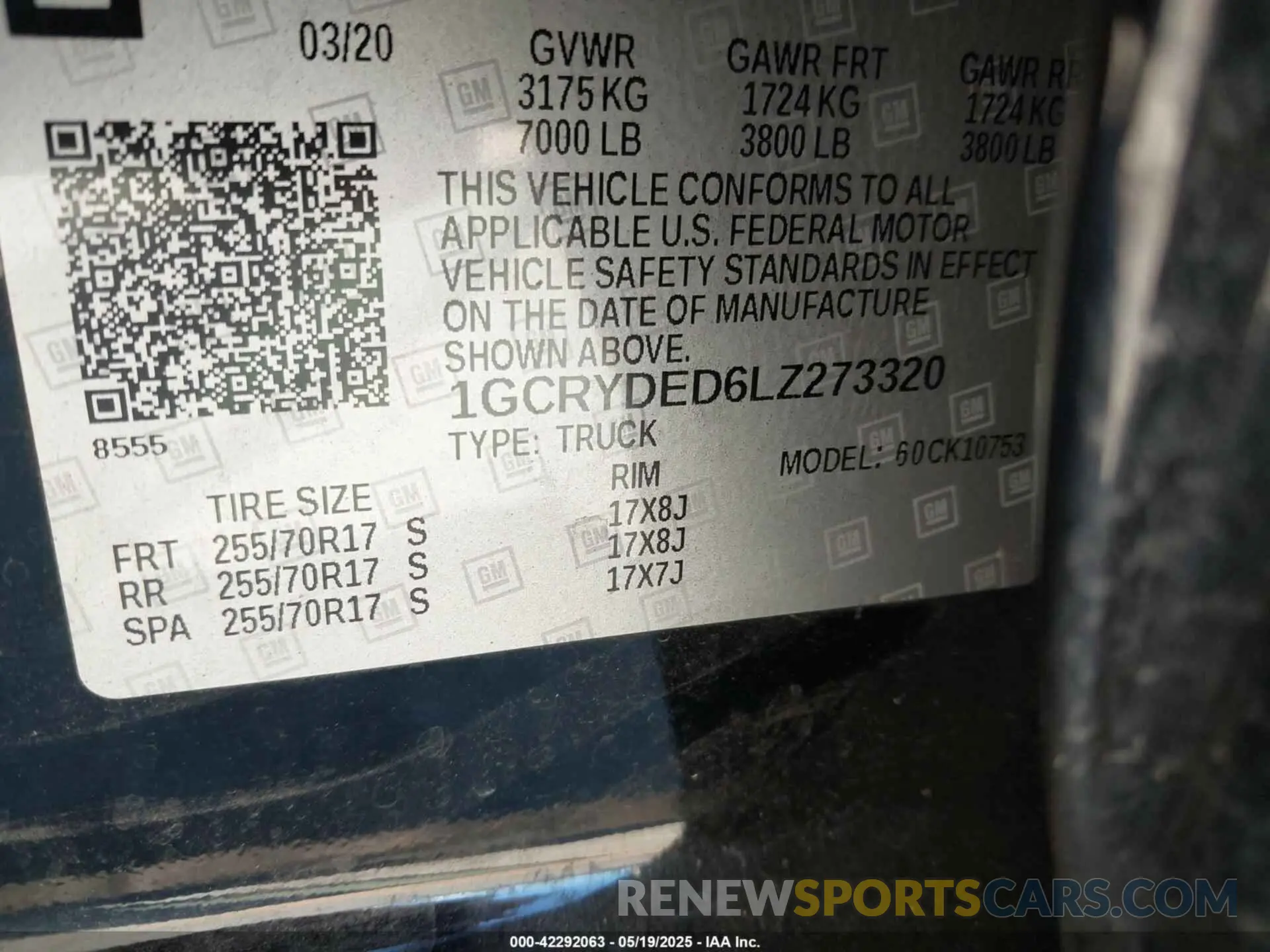 9 fotografías del automóvil dañado 1GCRYDED6LZ273320 CHEVROLET SILVERADO 1500 2020