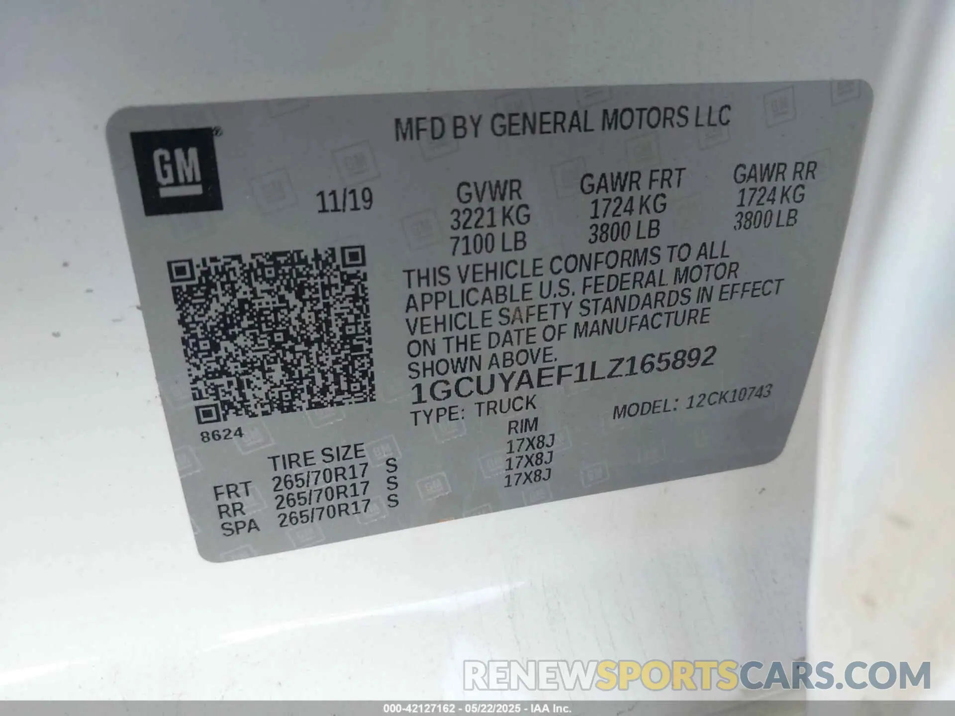 9 fotografías del automóvil dañado 1GCUYAEF1LZ165892 CHEVROLET SILVERADO 1500 2020