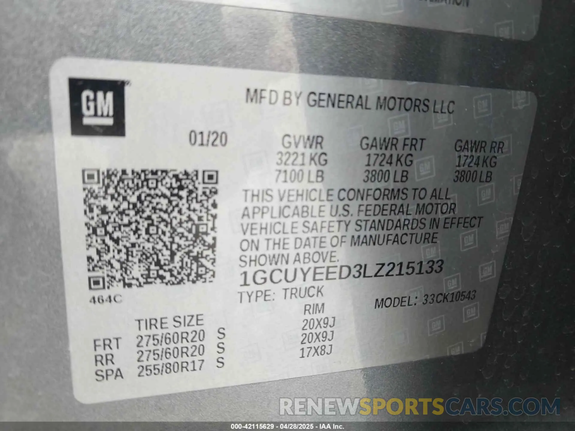 9 fotografías del automóvil dañado 1GCUYEED3LZ215133 CHEVROLET SILVERADO 1500 2020