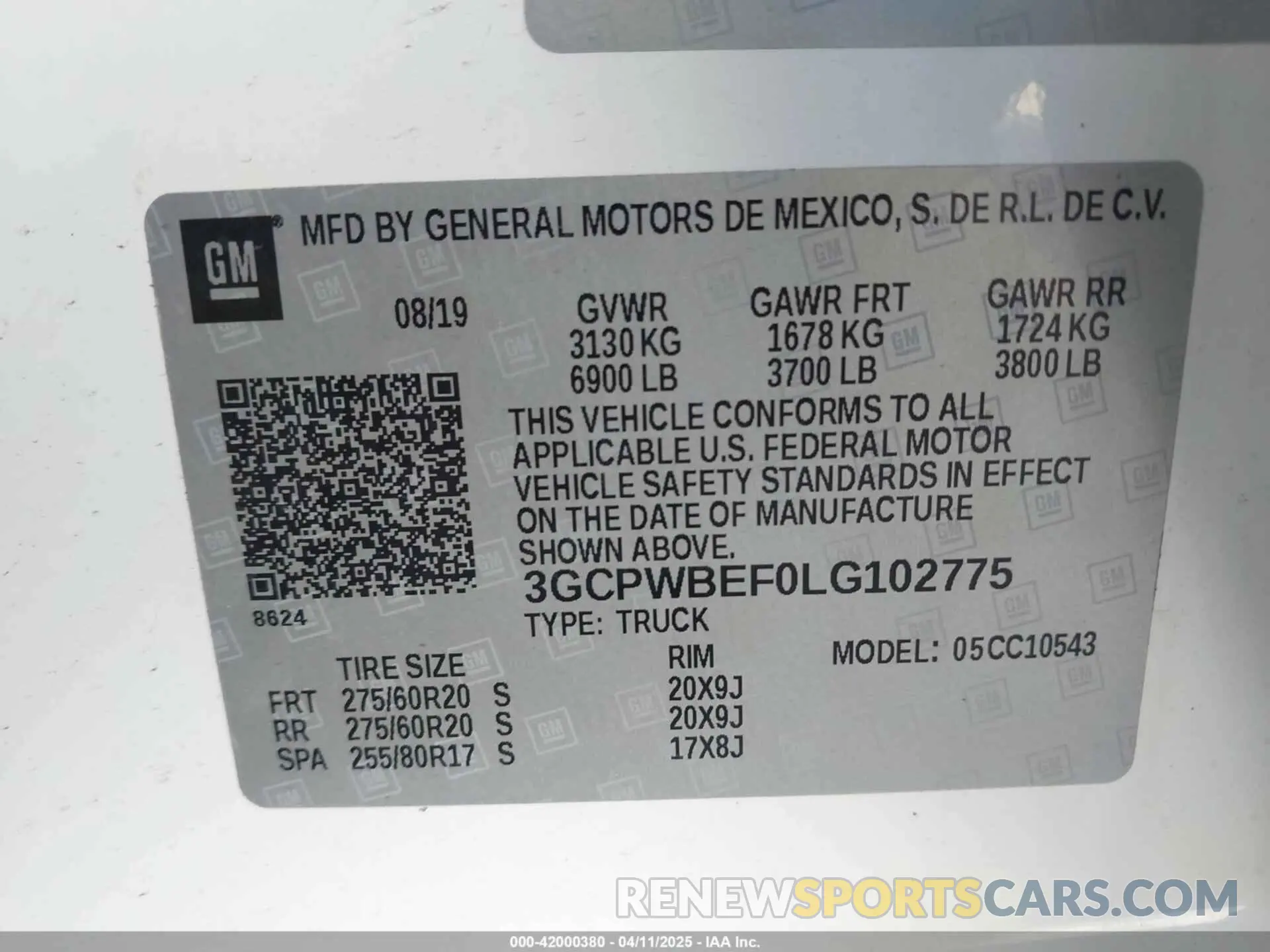 9 fotografías del automóvil dañado 3GCPWBEF0LG102775 CHEVROLET SILVERADO 1500 2020