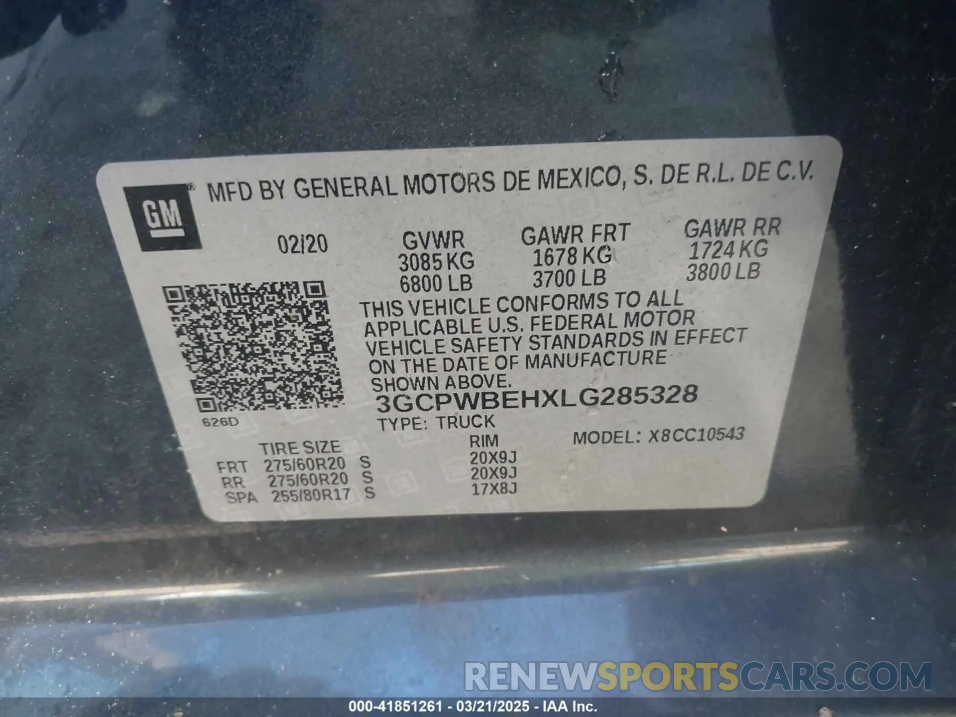 9 fotografías del automóvil dañado 3GCPWBEHXLG285328 CHEVROLET SILVERADO 1500 2020