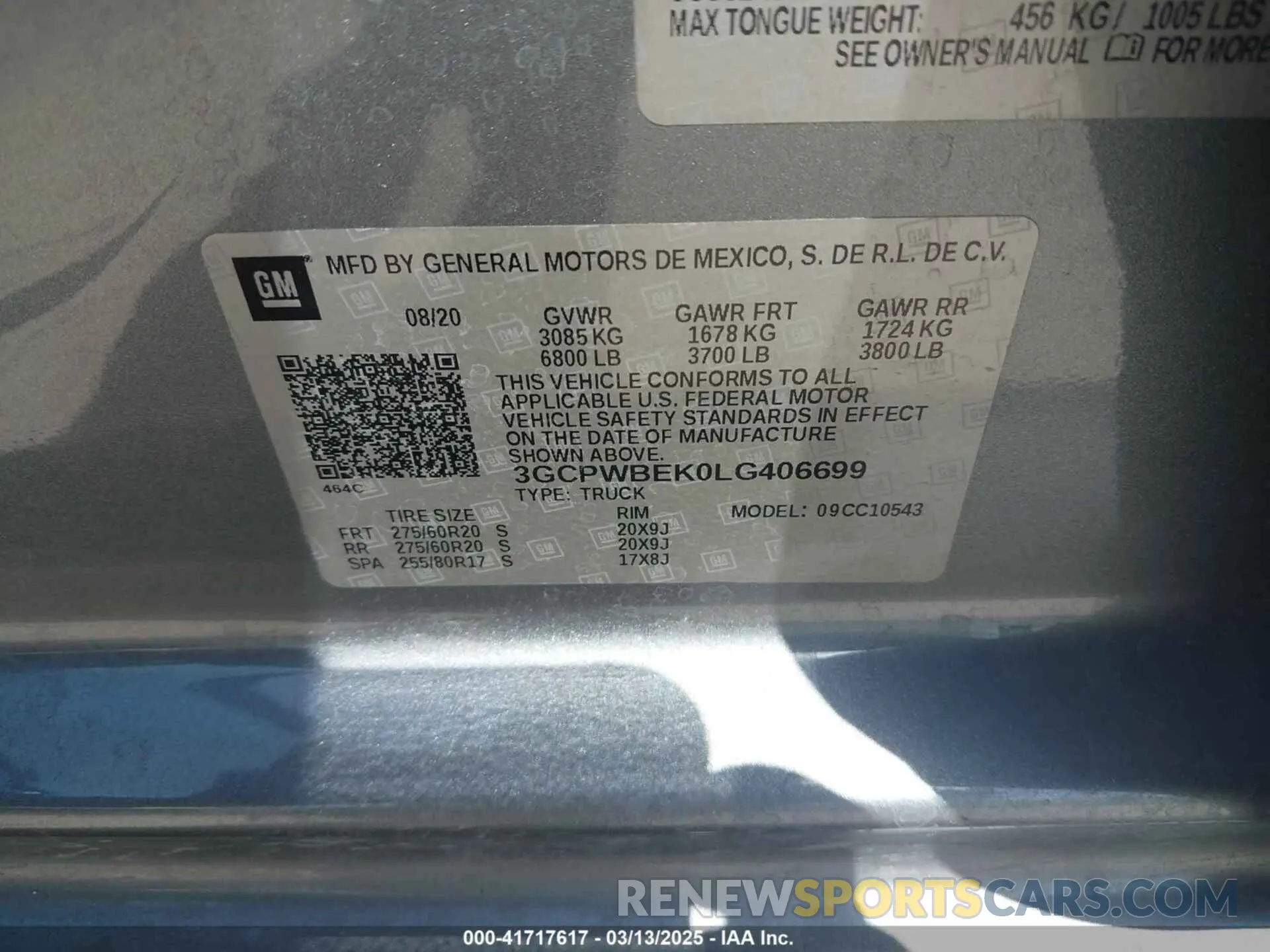 9 fotografías del automóvil dañado 3GCPWBEK0LG406699 CHEVROLET SILVERADO 1500 2020