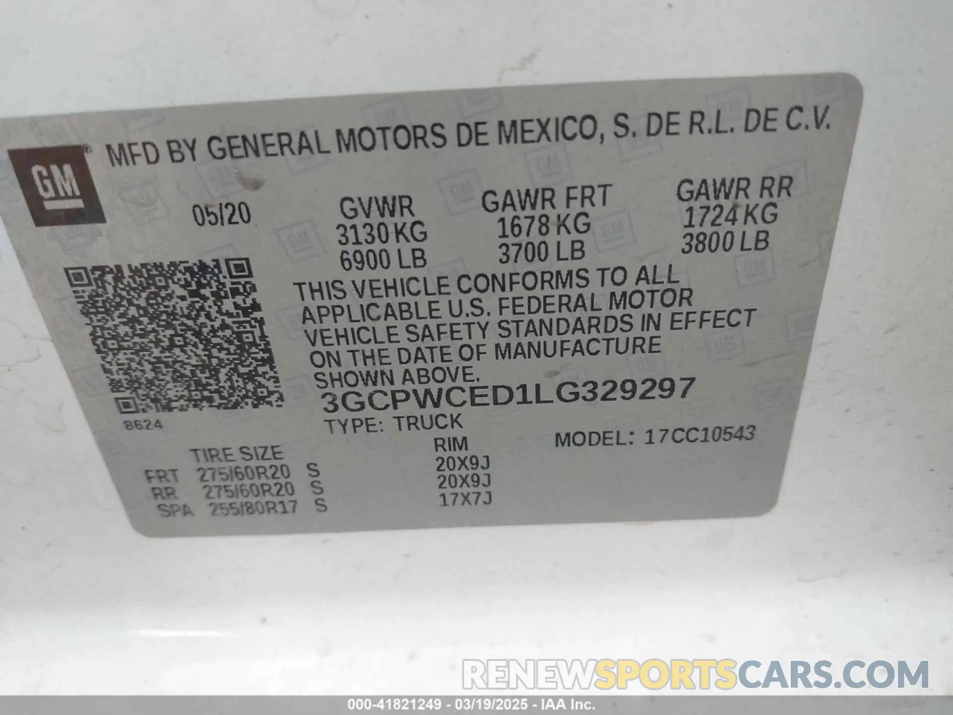 9 fotografías del automóvil dañado 3GCPWCED1LG329297 CHEVROLET SILVERADO 1500 2020