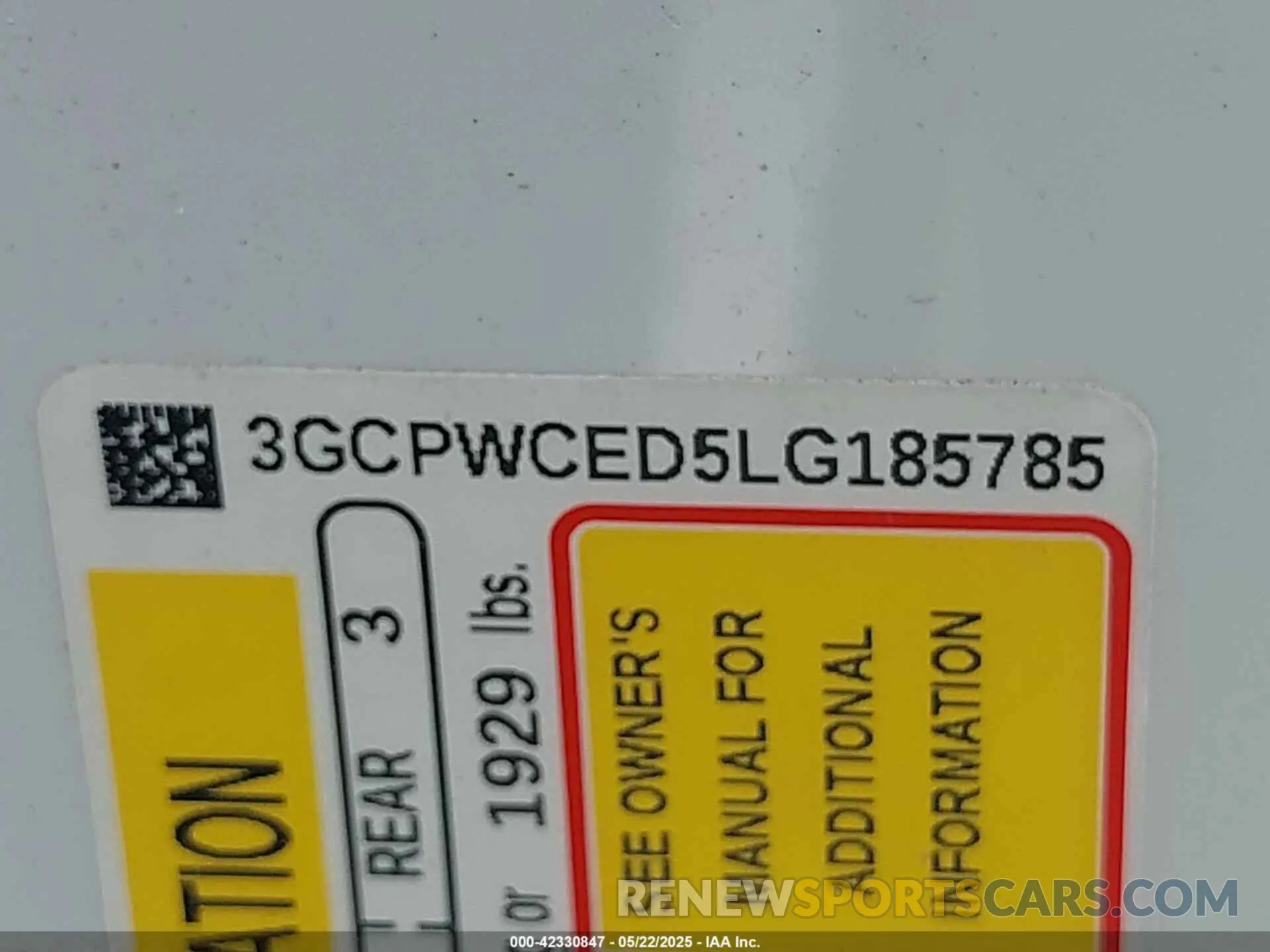 9 fotografías del automóvil dañado 3GCPWCED5LG185785 CHEVROLET SILVERADO 1500 2020