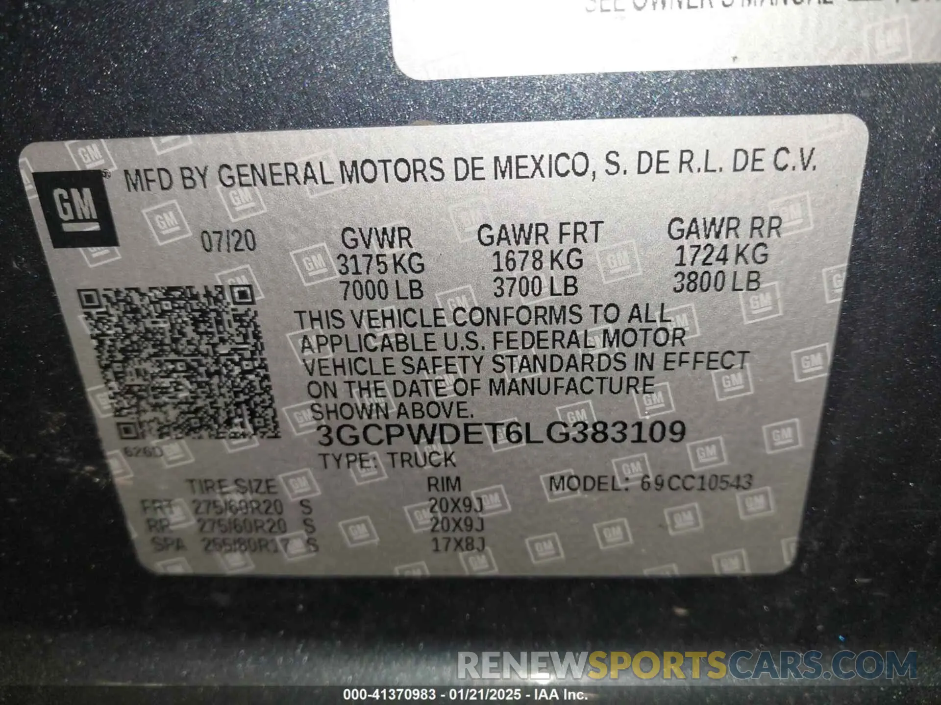 9 fotografías del automóvil dañado 3GCPWDET6LG383109 CHEVROLET SILVERADO 1500 2020