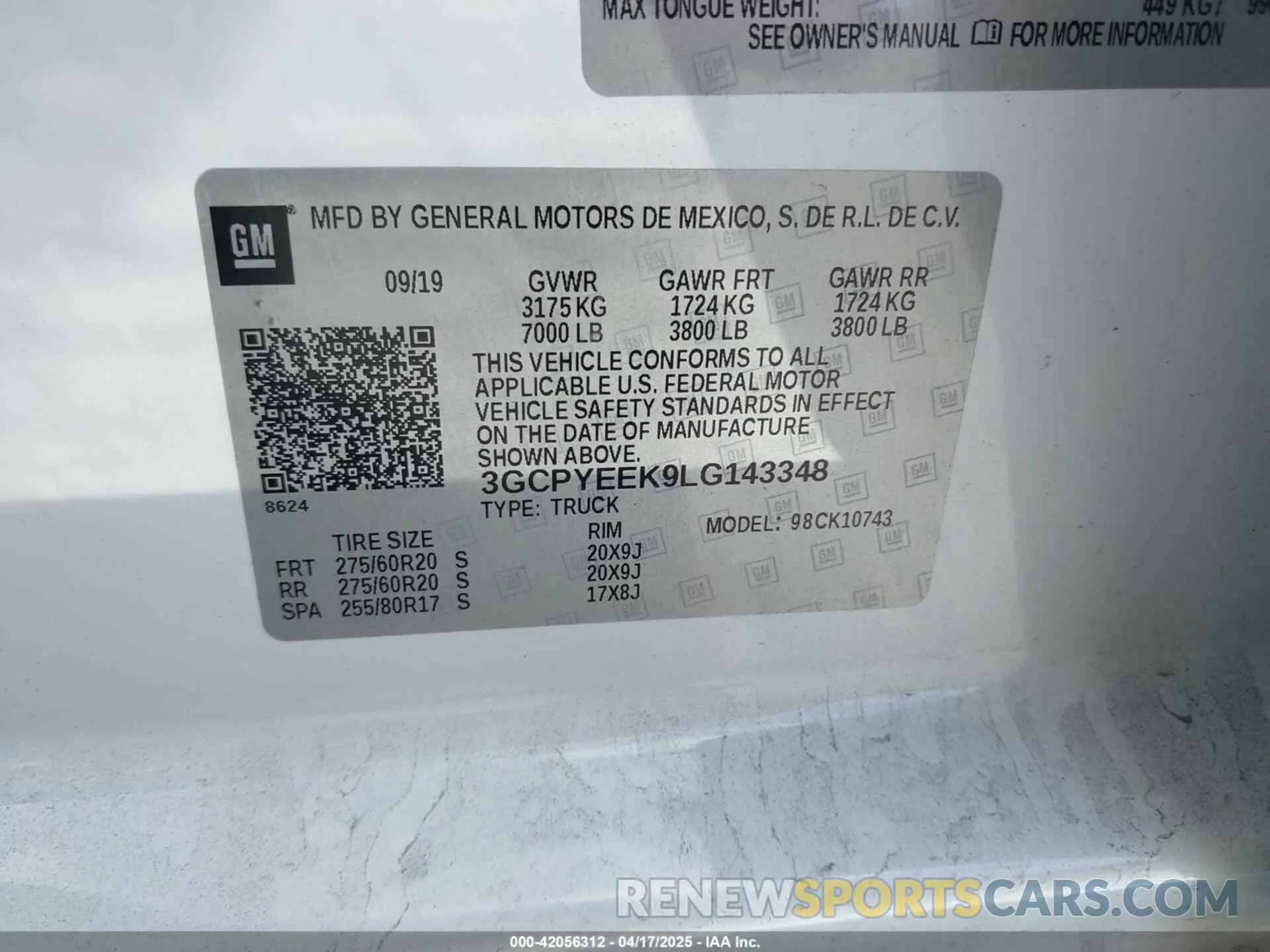 9 fotografías del automóvil dañado 3GCPYEEK9LG143348 CHEVROLET SILVERADO 1500 2020
