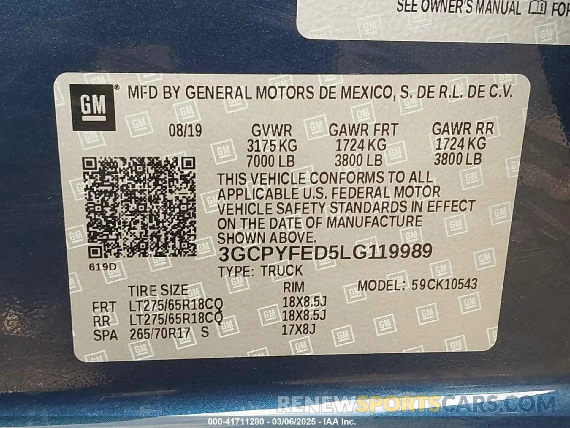 9 fotografías del automóvil dañado 3GCPYFED5LG119989 CHEVROLET SILVERADO 1500 2020
