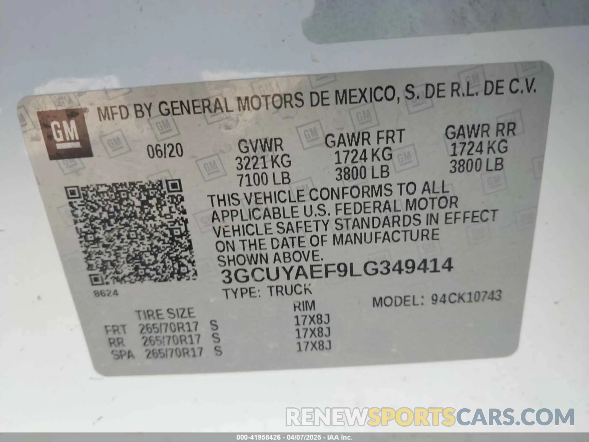 9 fotografías del automóvil dañado 3GCUYAEF9LG349414 CHEVROLET SILVERADO 1500 2020