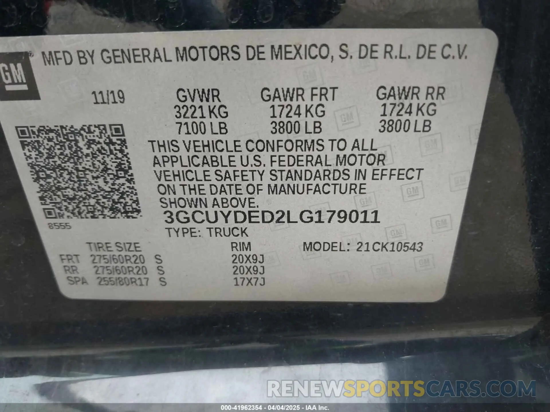 9 fotografías del automóvil dañado 3GCUYDED2LG179011 CHEVROLET SILVERADO 1500 2020