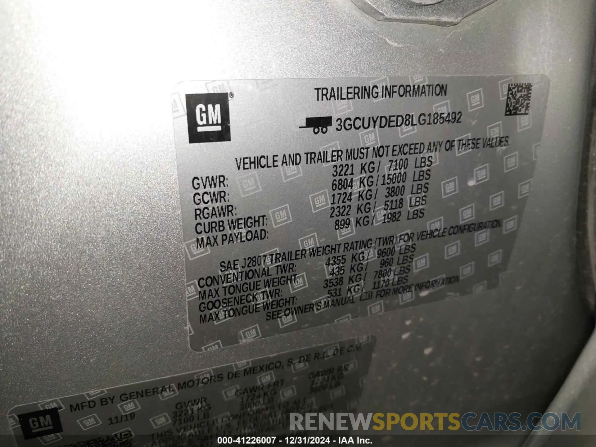 9 fotografías del automóvil dañado 3GCUYDED8LG185492 CHEVROLET SILVERADO 1500 2020