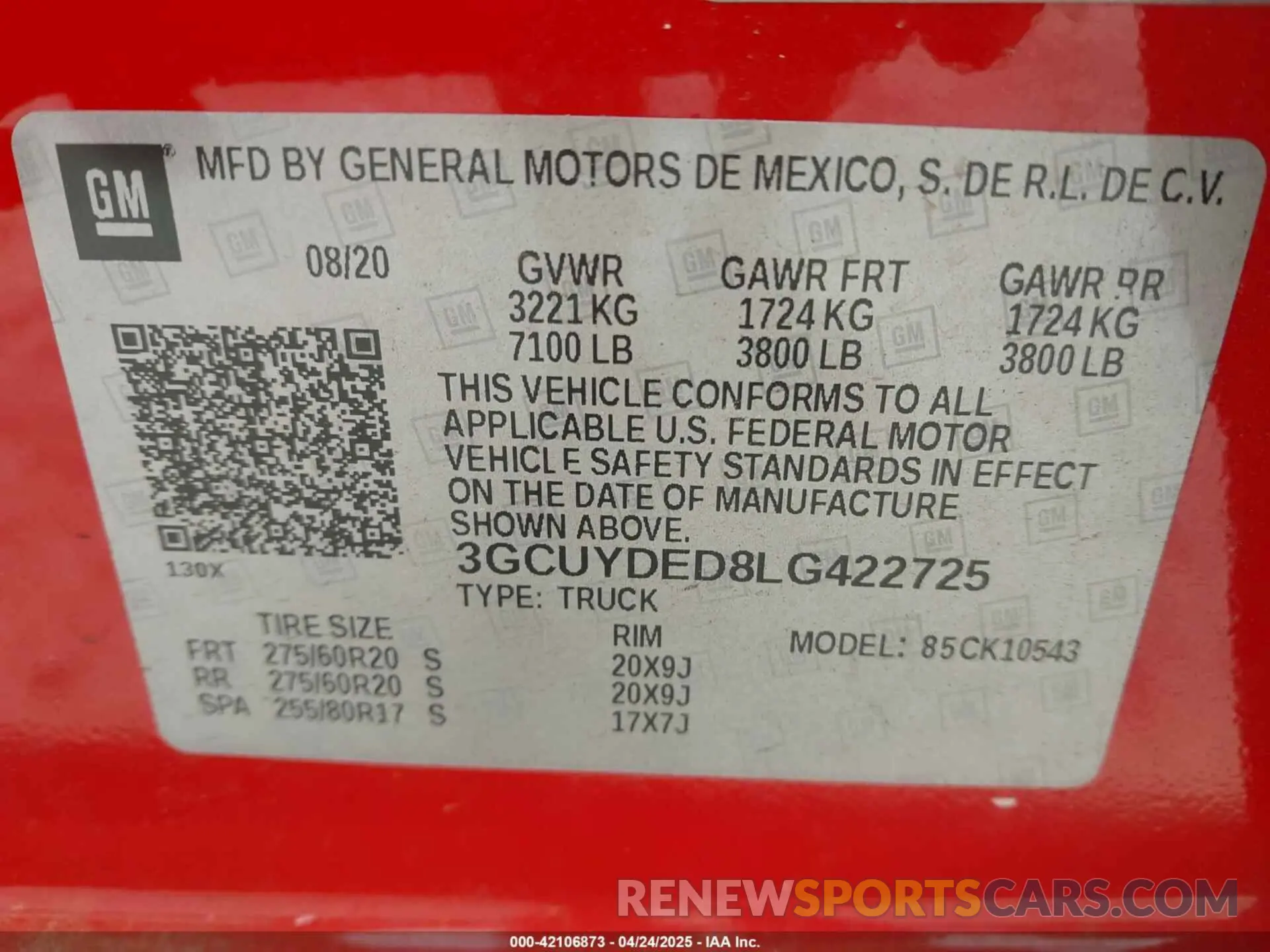 9 fotografías del automóvil dañado 3GCUYDED8LG422725 CHEVROLET SILVERADO 1500 2020